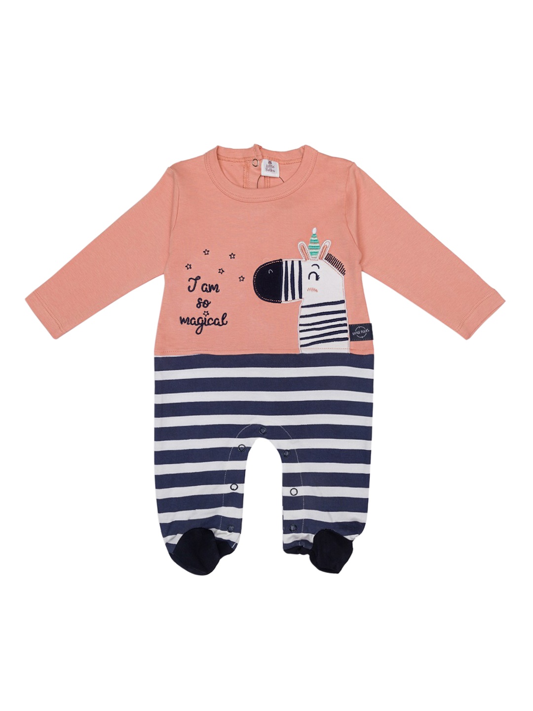 

Little Folks Unisex Kids Brick Red Striped Romper with Booty