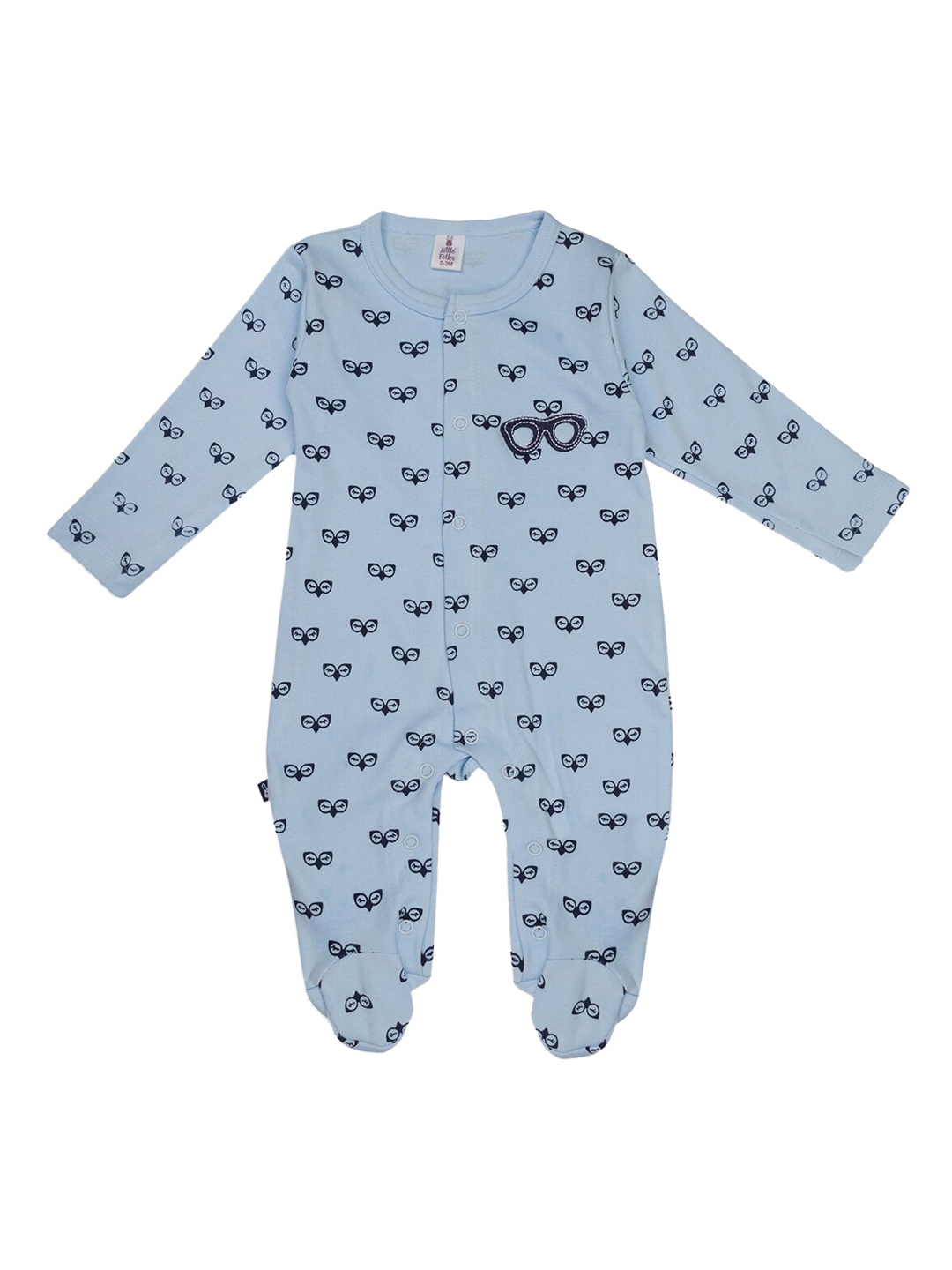 

Little Folks Kids Printed Cotton Romper with Booty, Blue