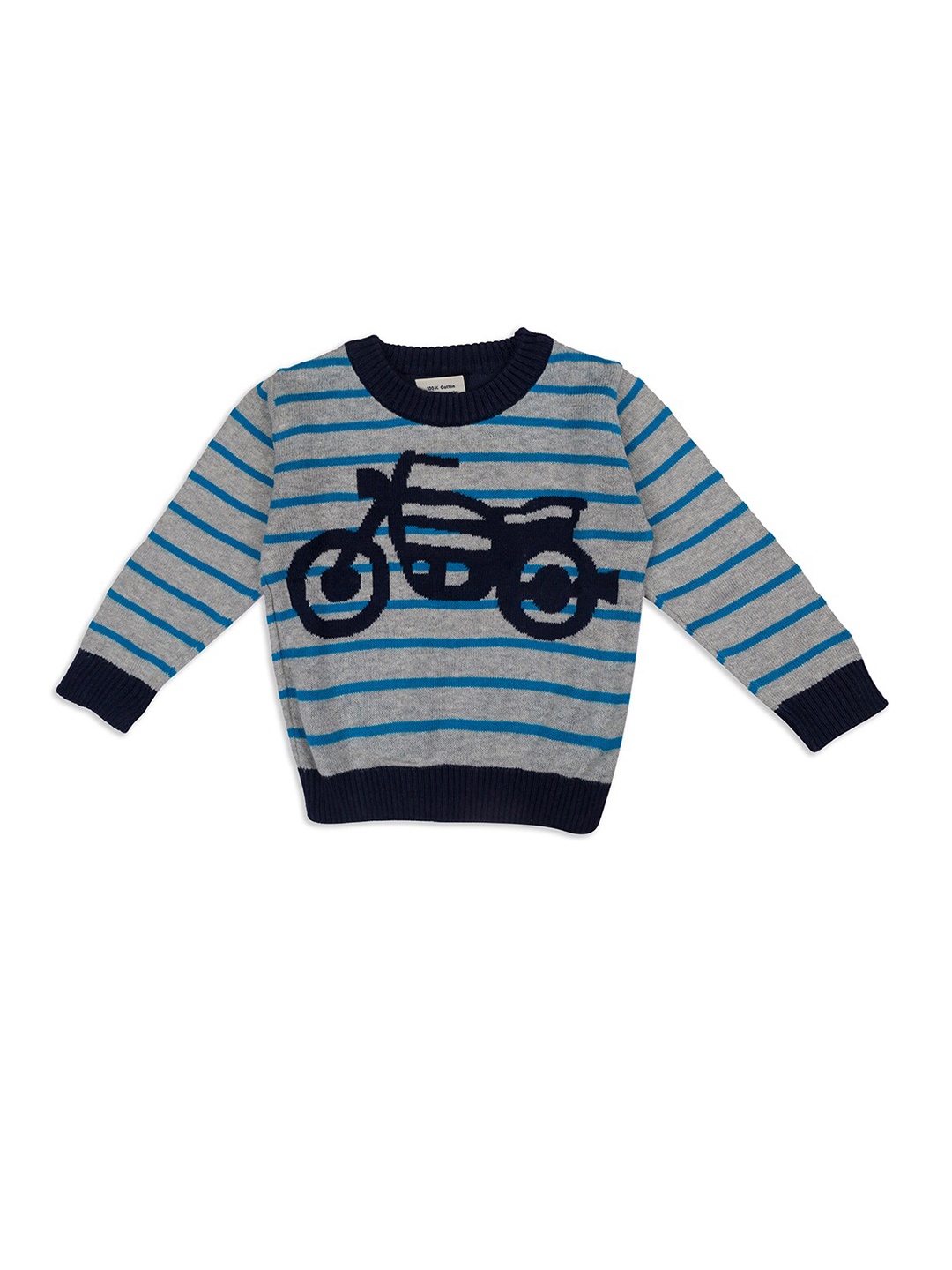 

Little Folks Unisex Kids Grey & Blue Striped Pullover