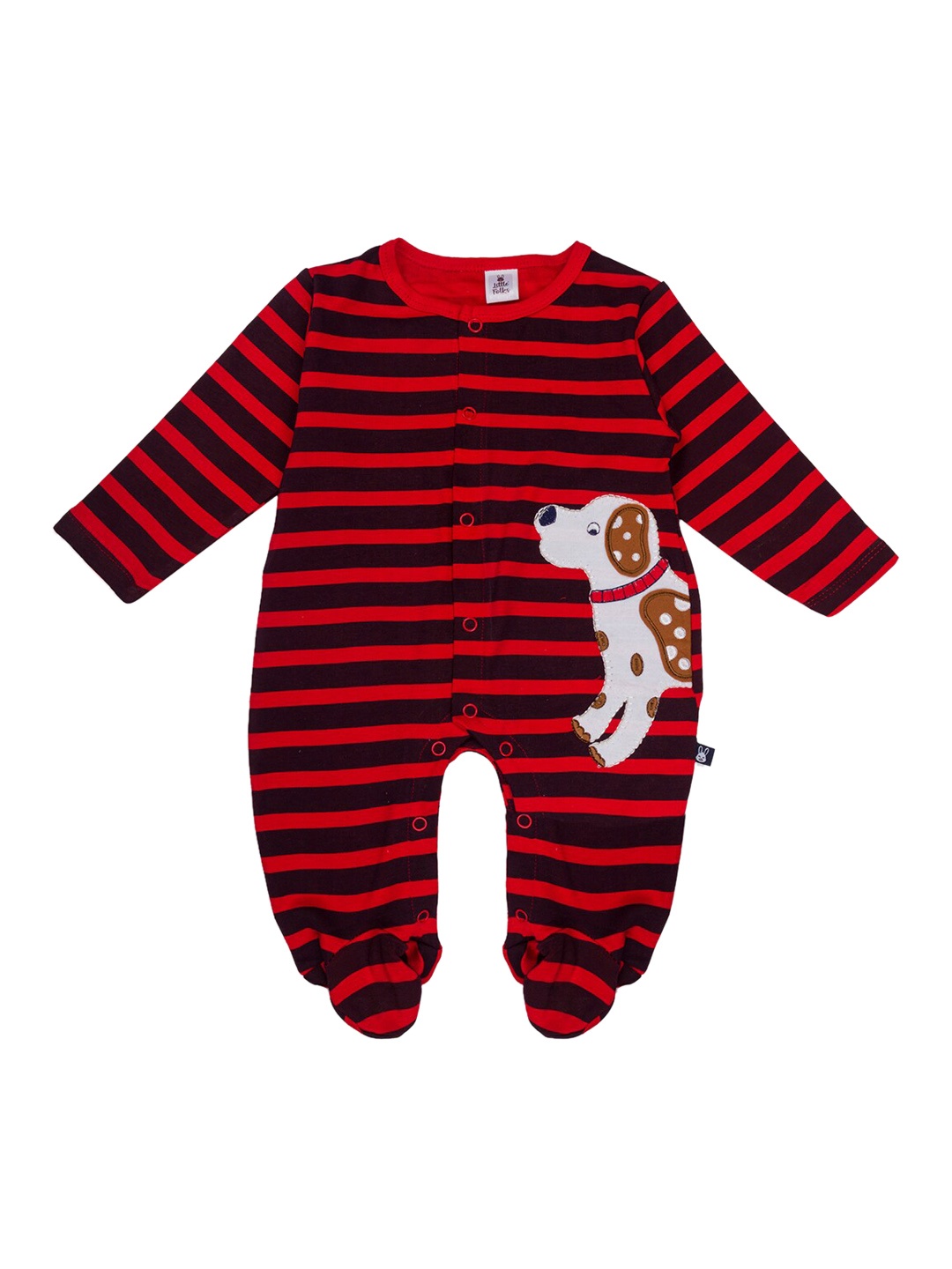 

Little Folks Infant Kids Red & Black Striped Pure Cotton Rompers