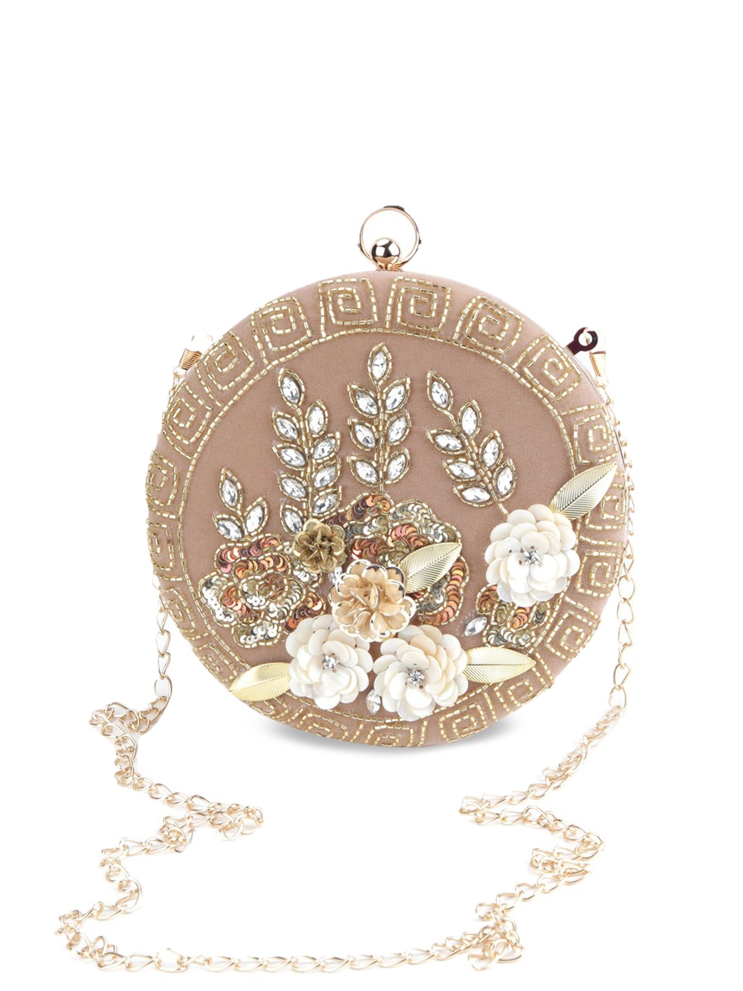 

ODETTE Brown Embellished Half Moon Sling Bag