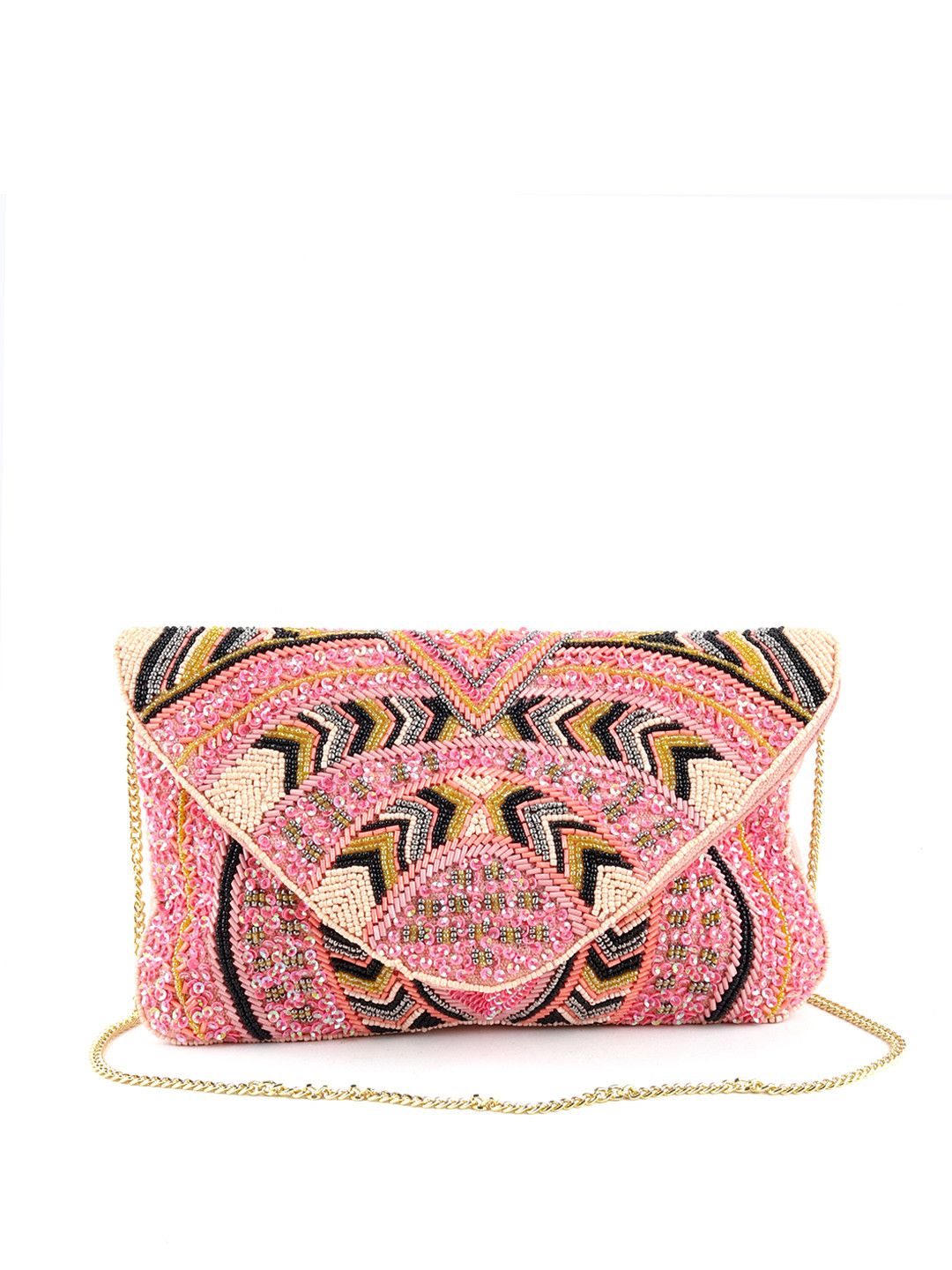 

ODETTE Pink Embellished Structured Sling Bag
