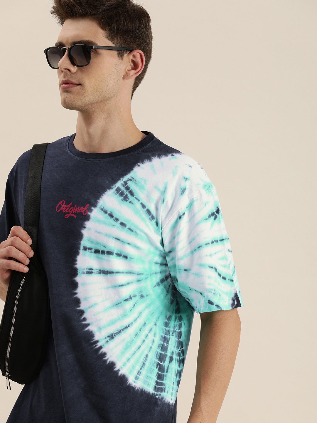 

DILLINGER Men Blue Loose Fit Tie and Dye Pure Cotton T-shirt