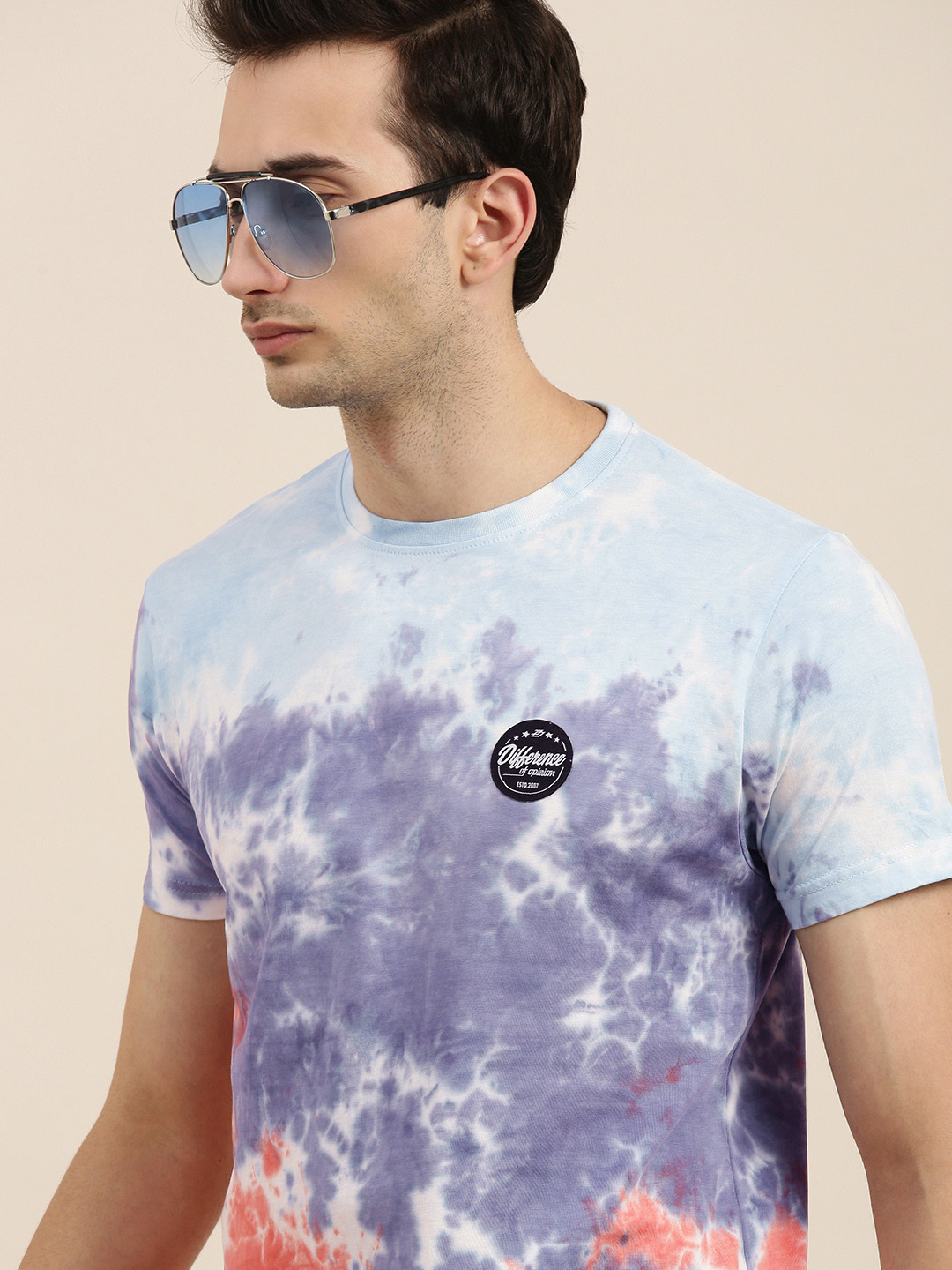 

Difference of Opinion Men Multicoloured Tie and Dye Dyed Pure Cotton T-shirt, Multi
