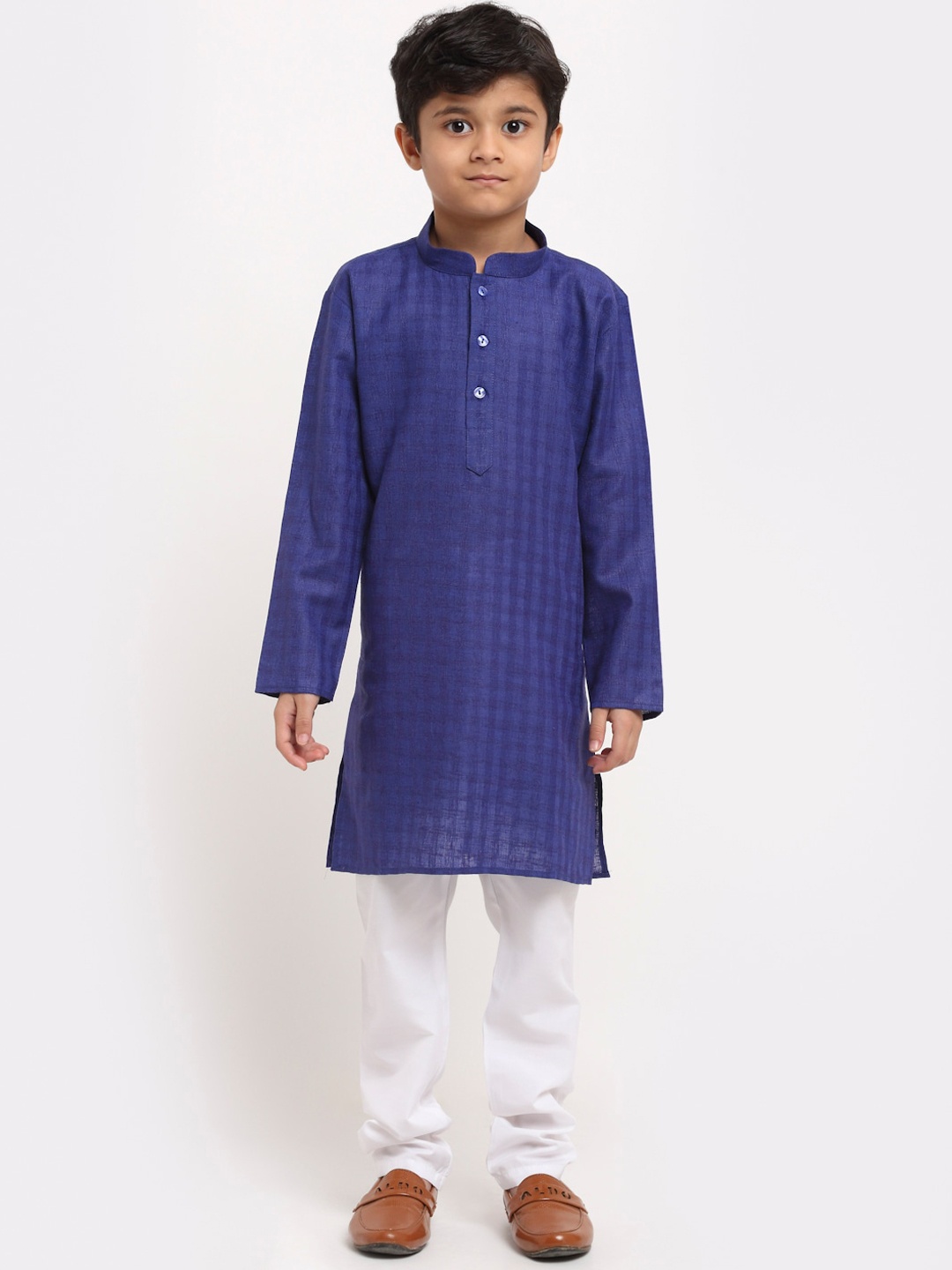 

KRAFT INDIA Boys Navy Blue Regular Pure Cotton Kurta with Pyjamas