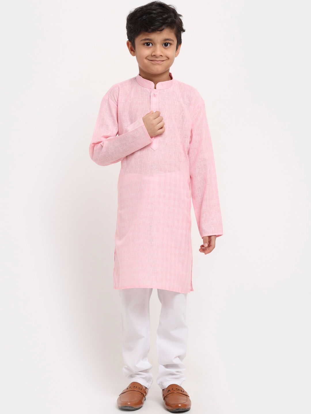 

KRAFT INDIA Boys Pink Regular Pure Cotton Kurta with Pyjamas