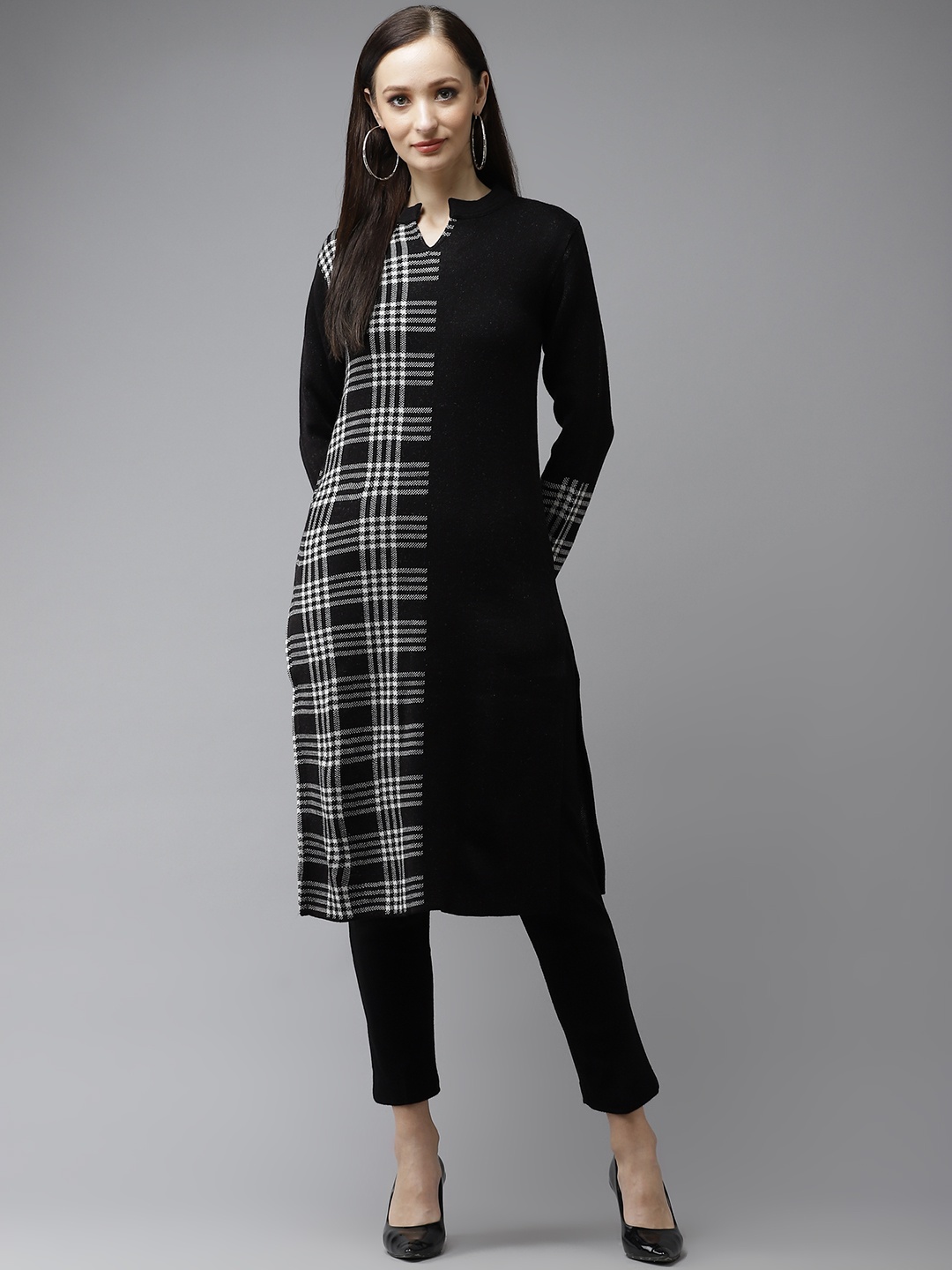 

Cayman Women Black & White Checked Kurta