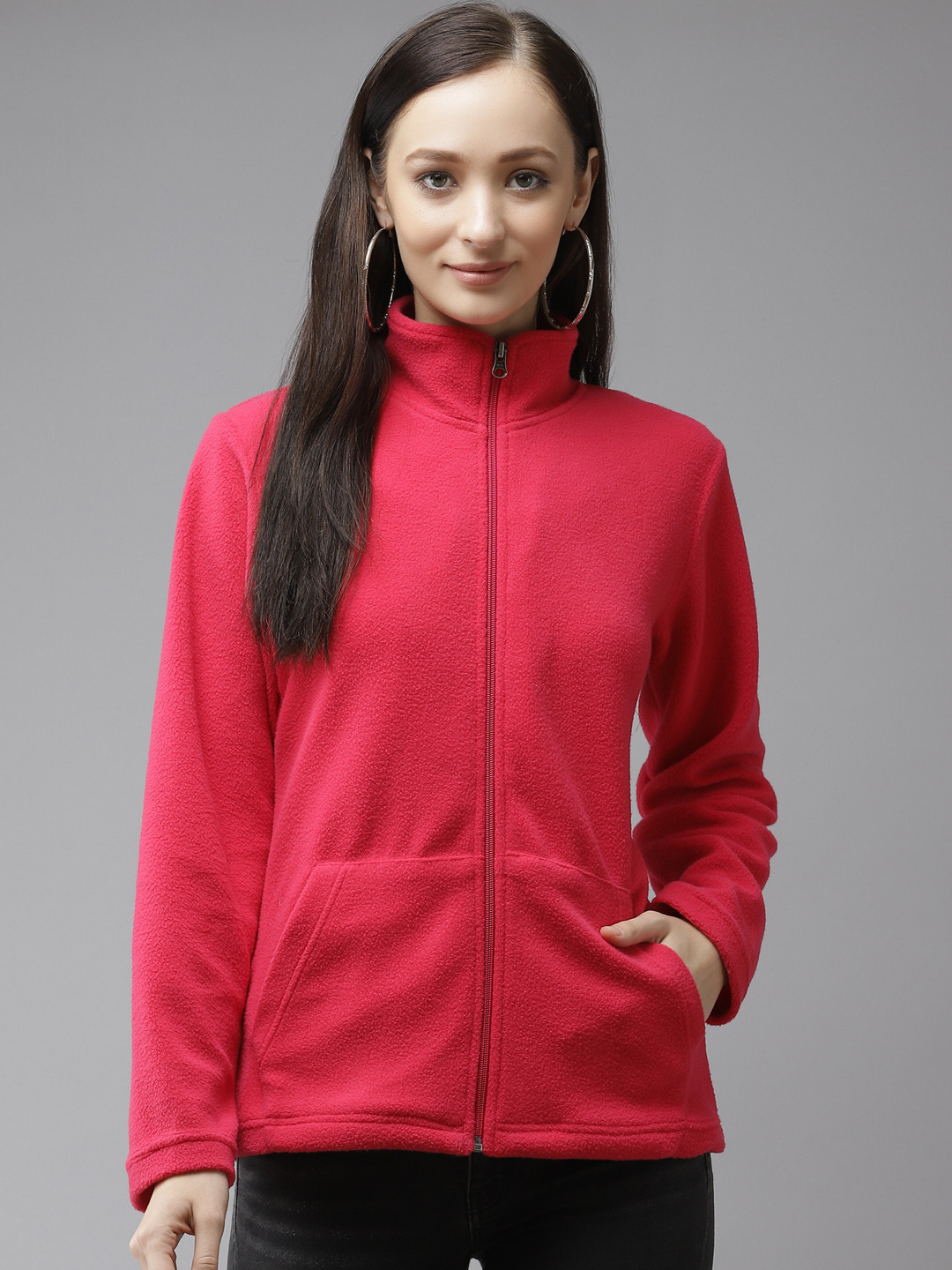

Cayman Women Pink Solid Hooded Sweatshirt