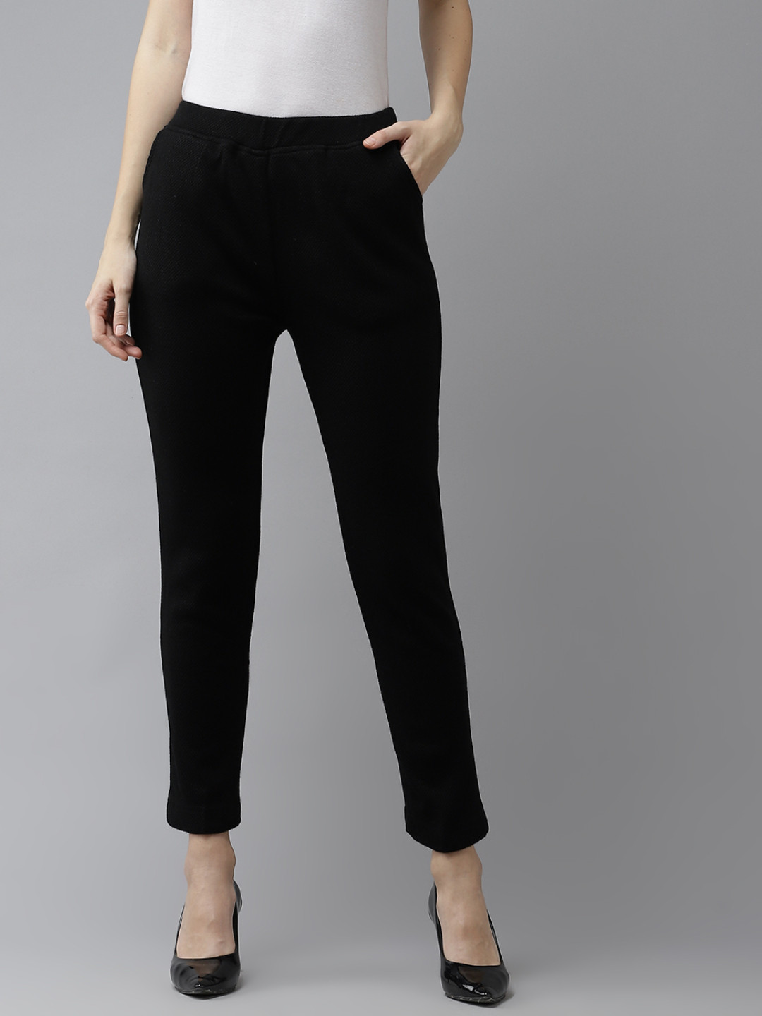

Cayman Women Black Woollen Trousers
