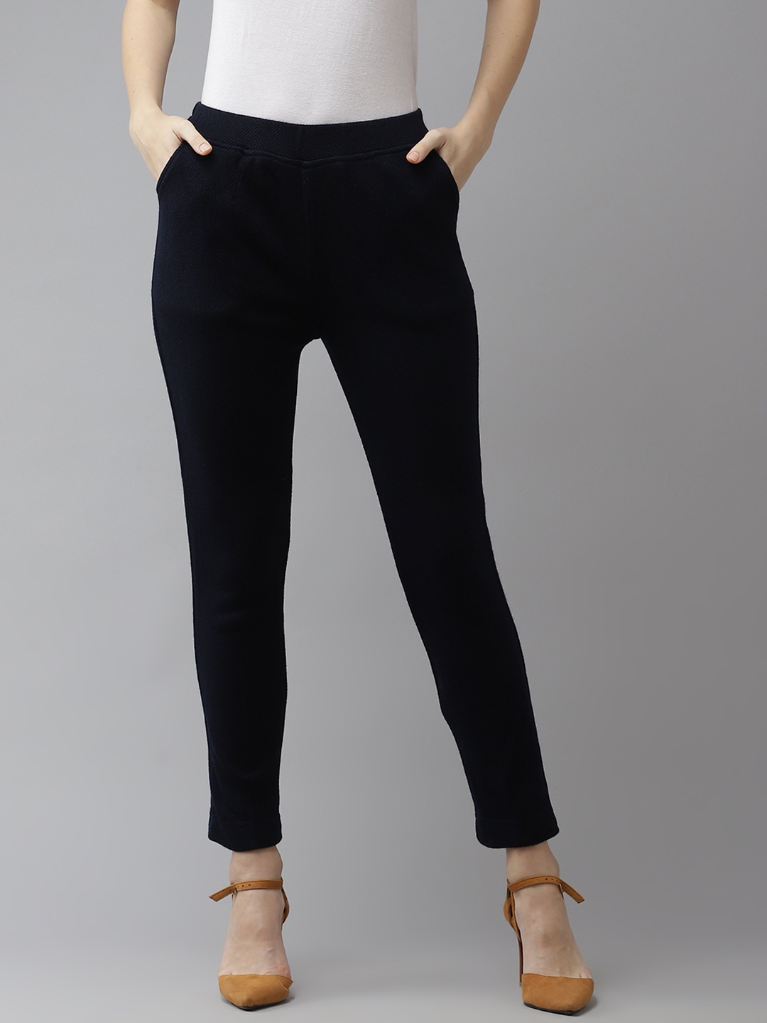 

Cayman Women Navy Blue Woollen Trousers