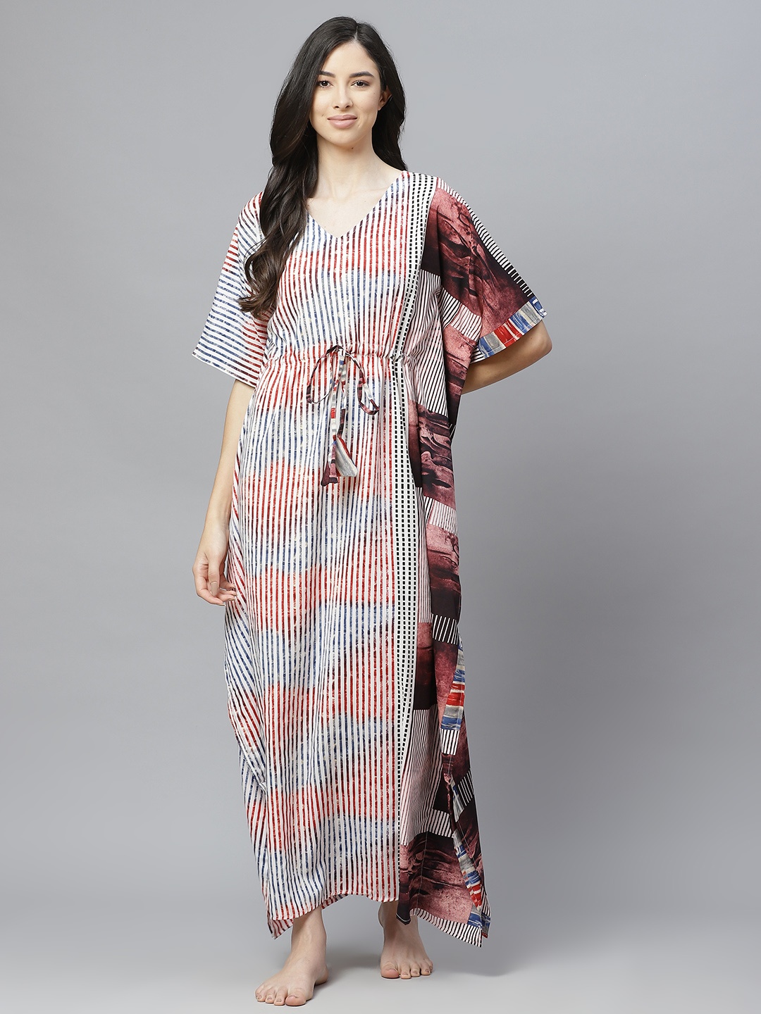 

Cottinfab White Printed Maxi Nightdress