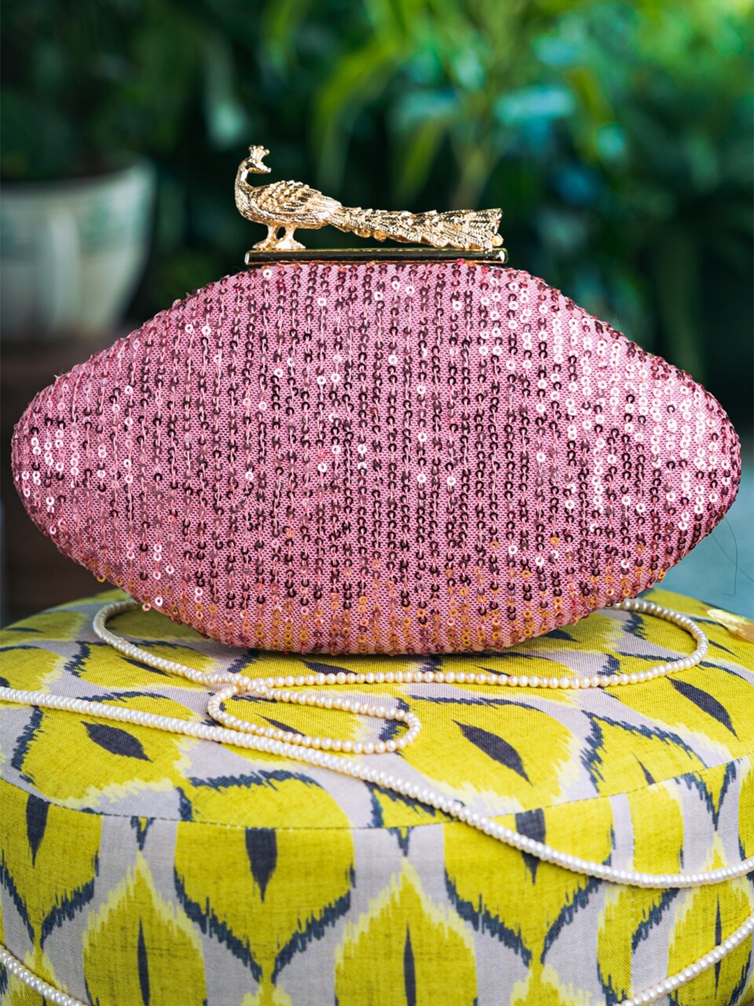 

NR By Nidhi Rathi Pink Embellished Box Clutch