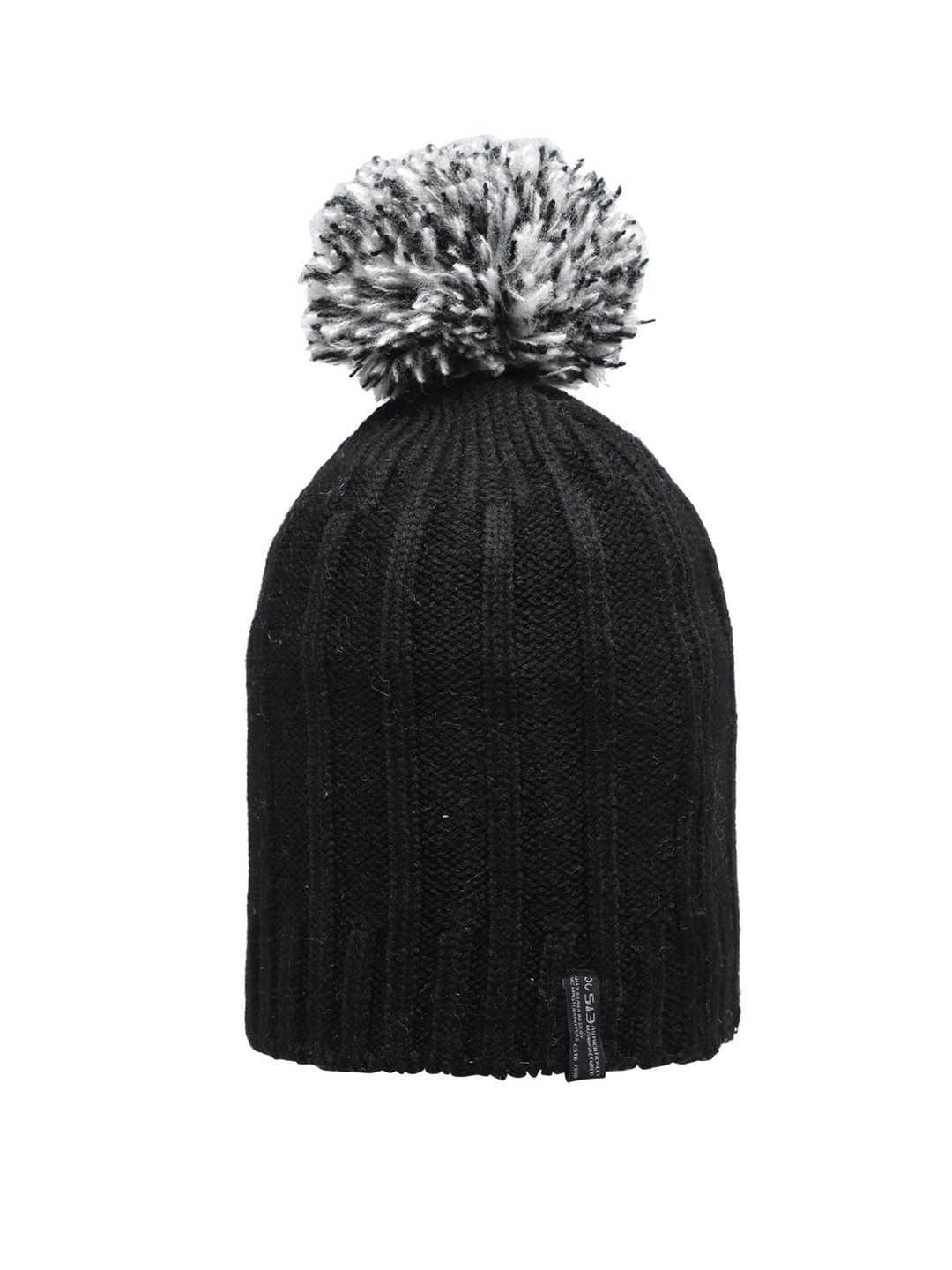 

513 Women Black Self Designed Beanie Cap