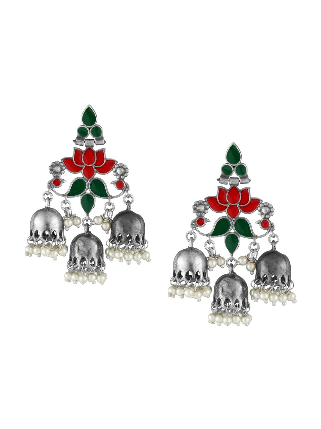 

Adwitiya Collection Silver-Toned Classic Drop Earrings