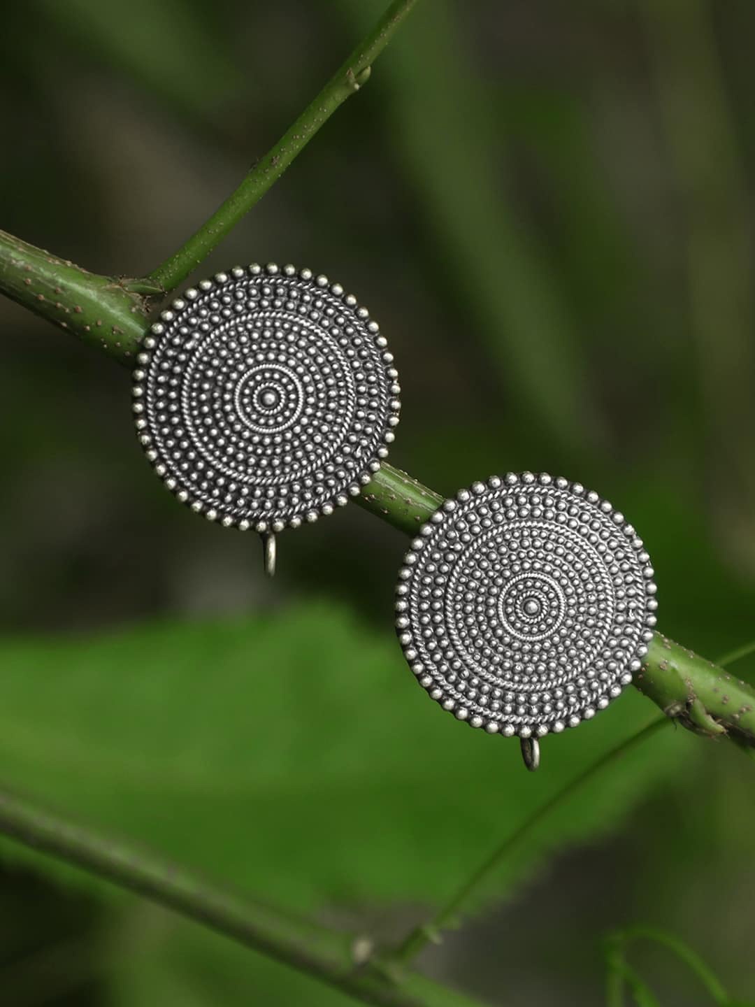 

Adwitiya Collection Silver-Toned Circular Studs Earrings