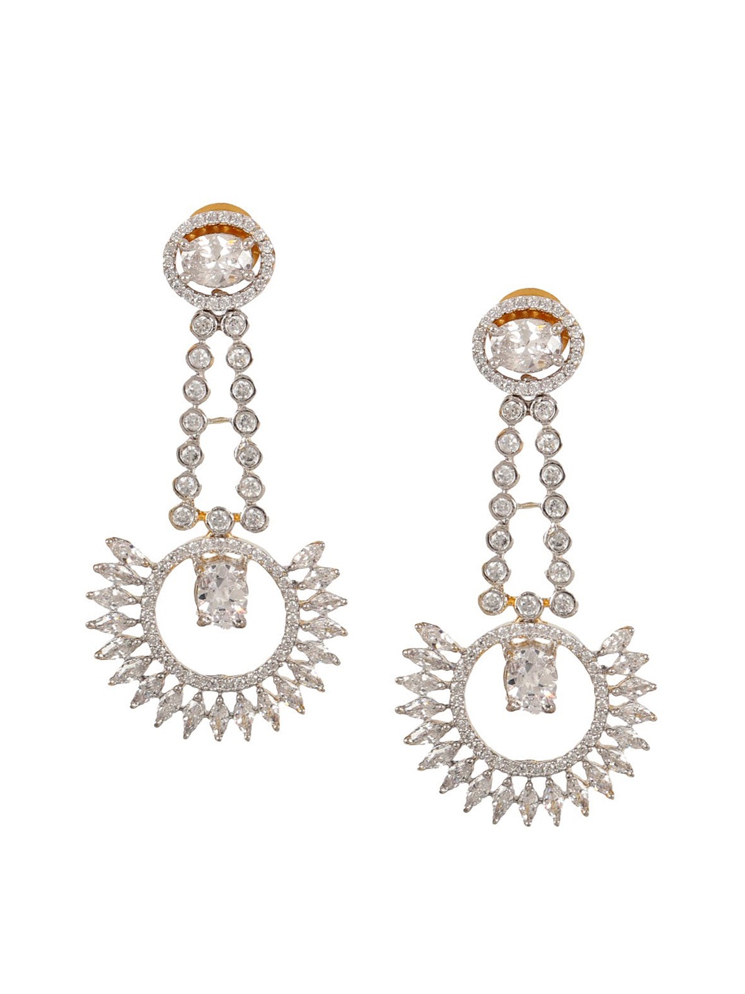 

Adwitiya Collection Silver-Toned 24CT Gold-Plated Contemporary Drop Earrings