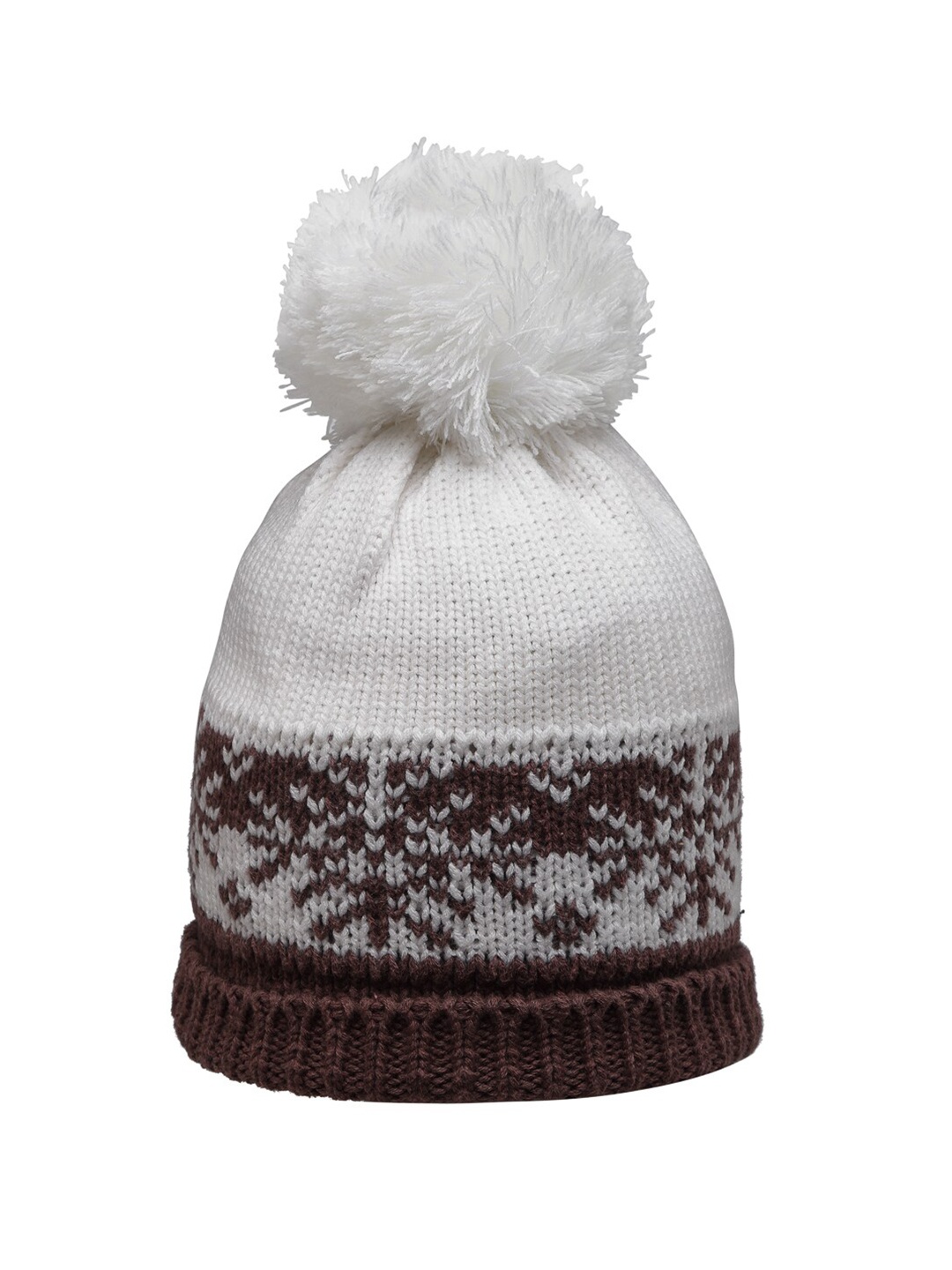 

513 Women Mauve Self Design Pompom Beanie