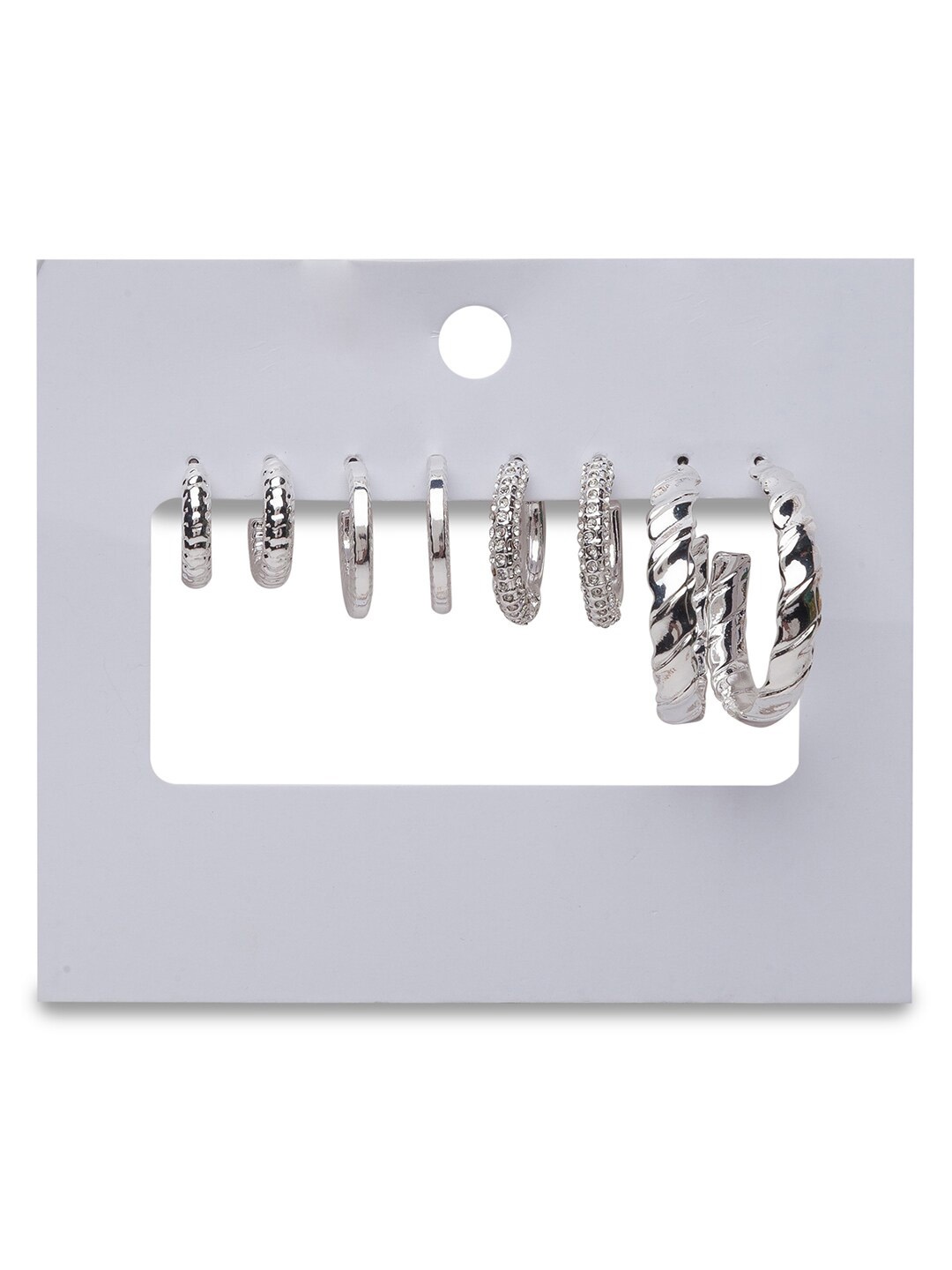

Lilly & sparkle Set of 4 Silver-Plated Circular Half Hoop Earrings