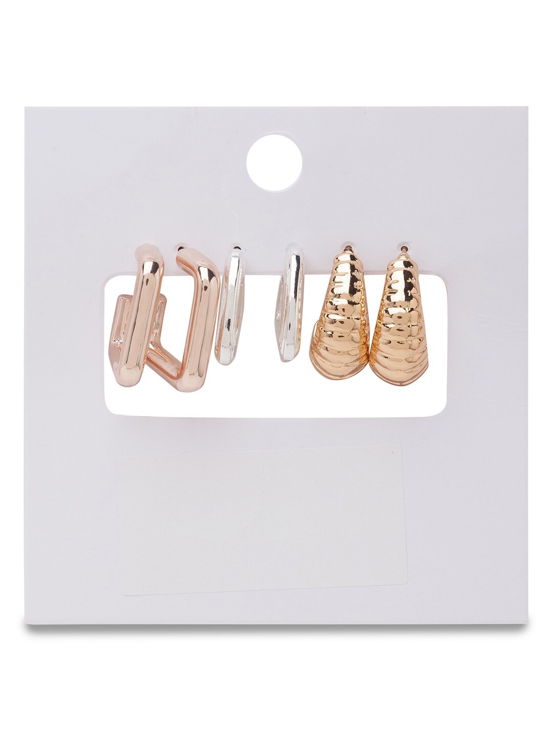

Lilly & sparkle Pack Of 3 Gold-Toned Contemporary Hoop Earrings
