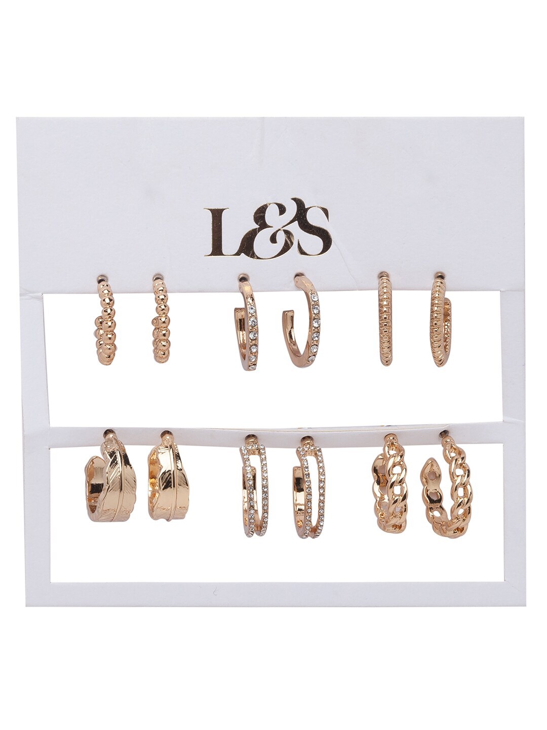 

Lilly & sparkle Set Of 6 Gold-Toned Contemporary Studs