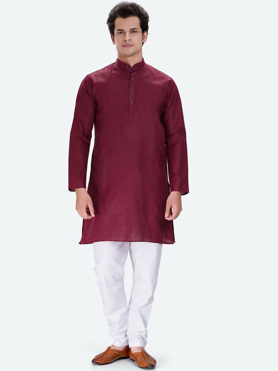 

RG DESIGNERS Men Maroon Regular Kurta with Pyjamas
