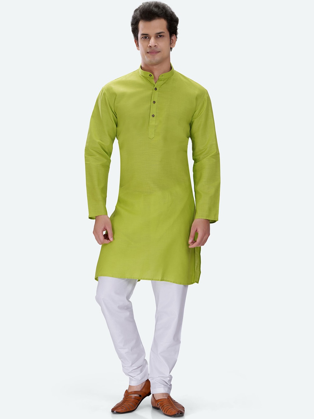 

RG DESIGNERS Men Green Regular Kurta with Pyjamas