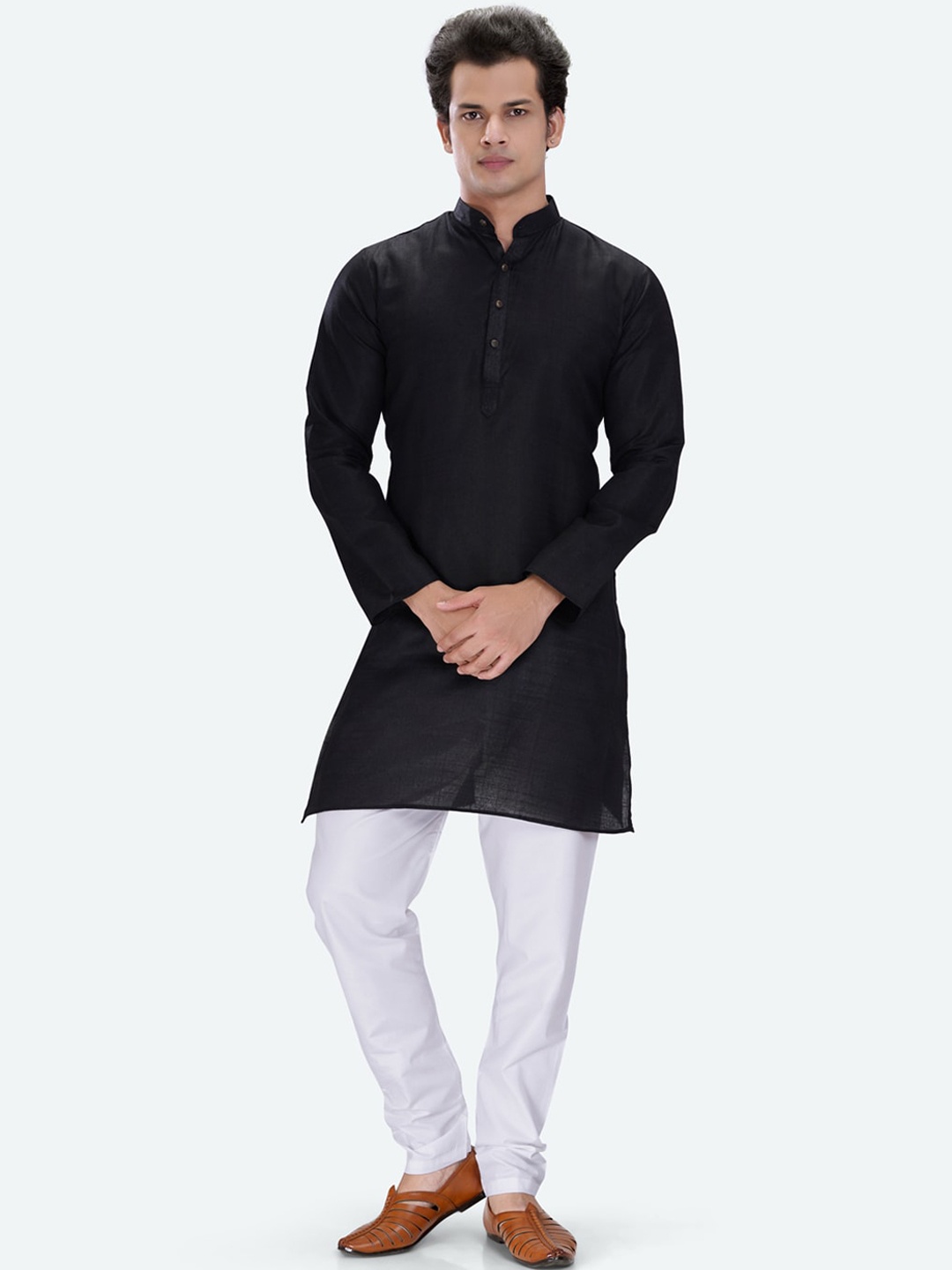 

RG DESIGNERS Men Black & White Regular Kurta with Pyjamas