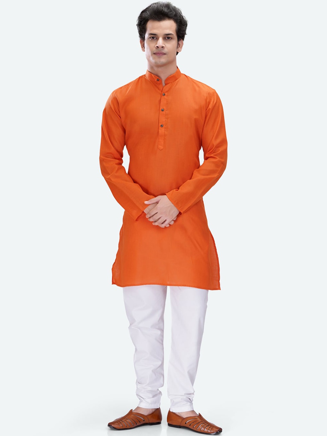 

RG DESIGNERS Men Orange Regular Kurta with Pyjamas