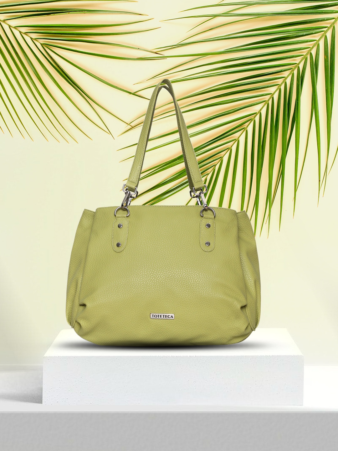 

Toteteca Green Textured PU Structured Shoulder Bag