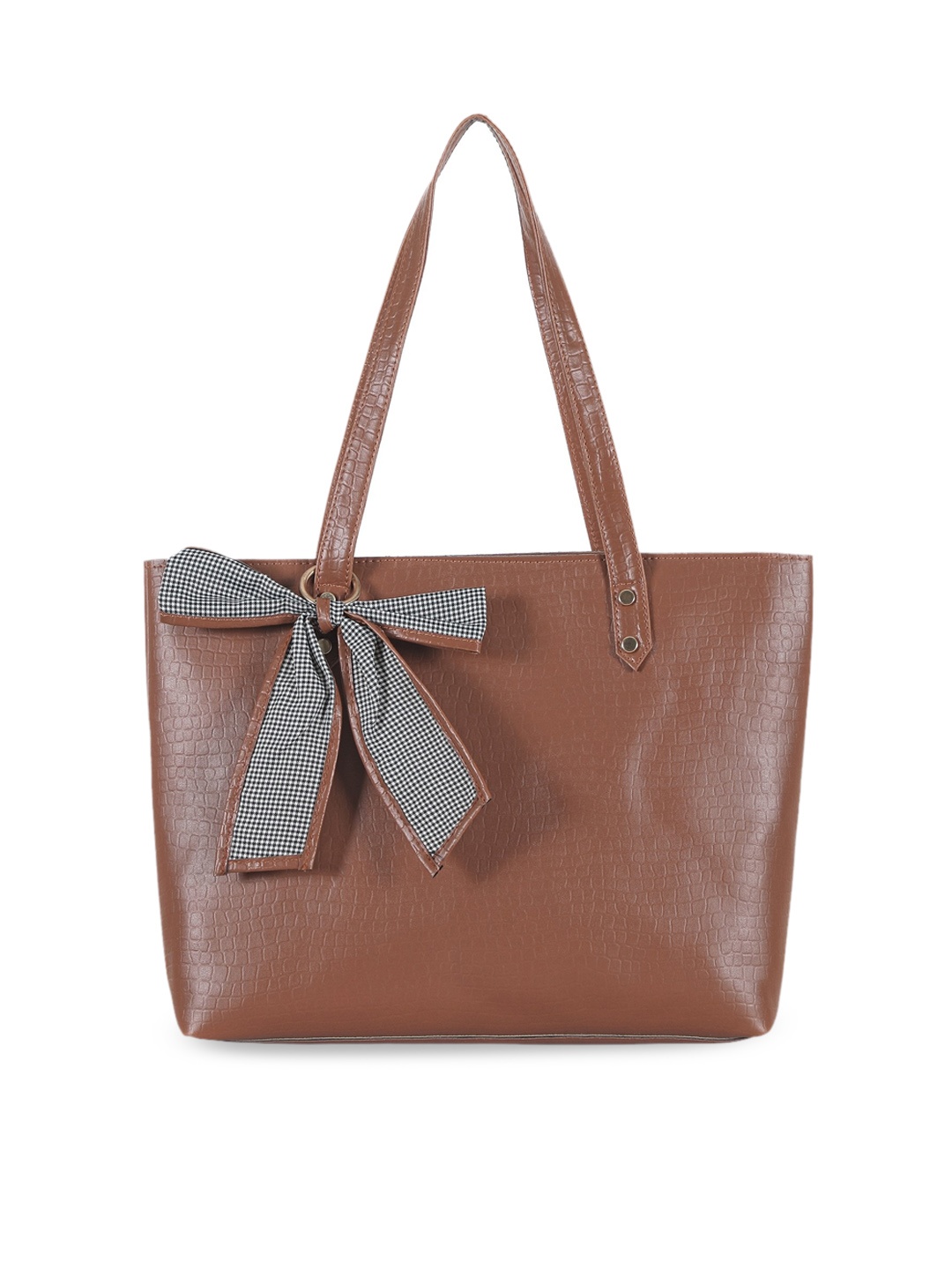 

Toteteca Brown Textured PU Structured Shoulder Bag with Tasselled