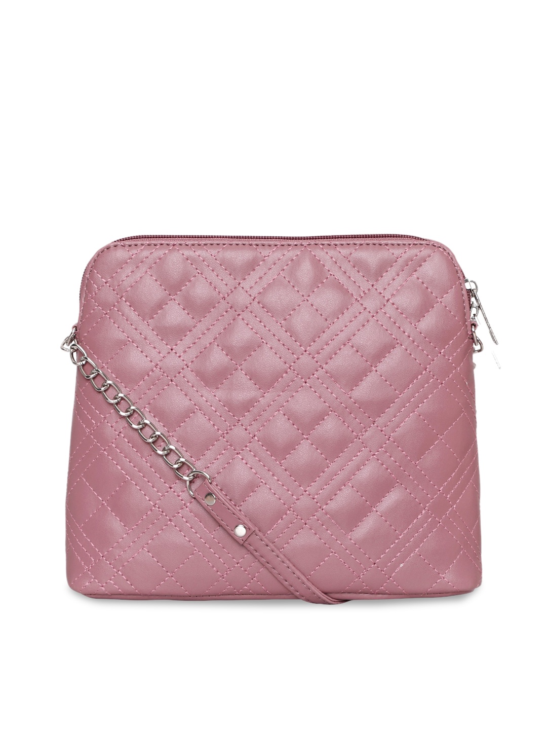 

Toteteca Pink Textured PU Structured Sling Bag with Quilted