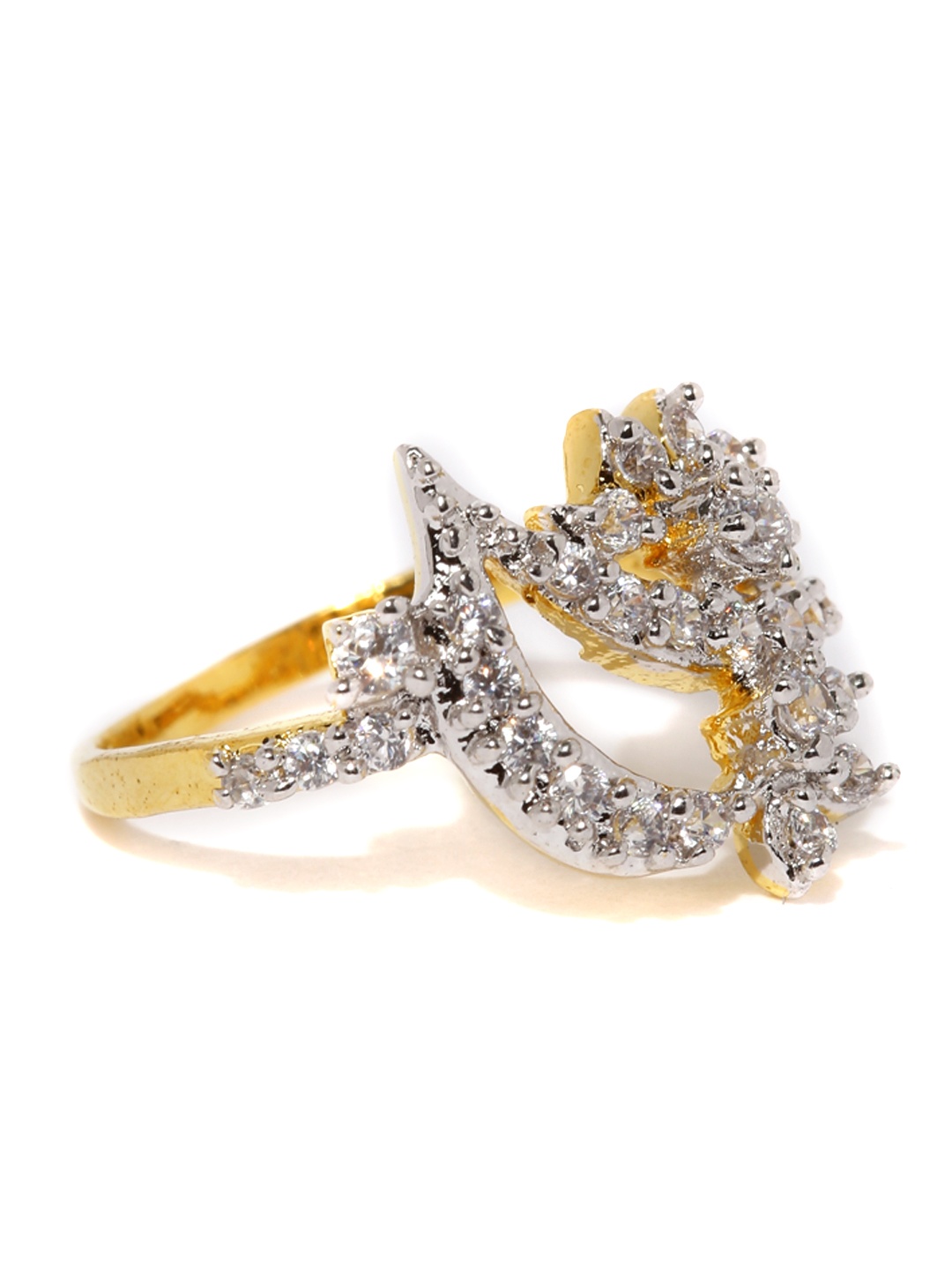 

Sukkhi Rhodium & Gold-Plated CZ Stone-Studded Ring