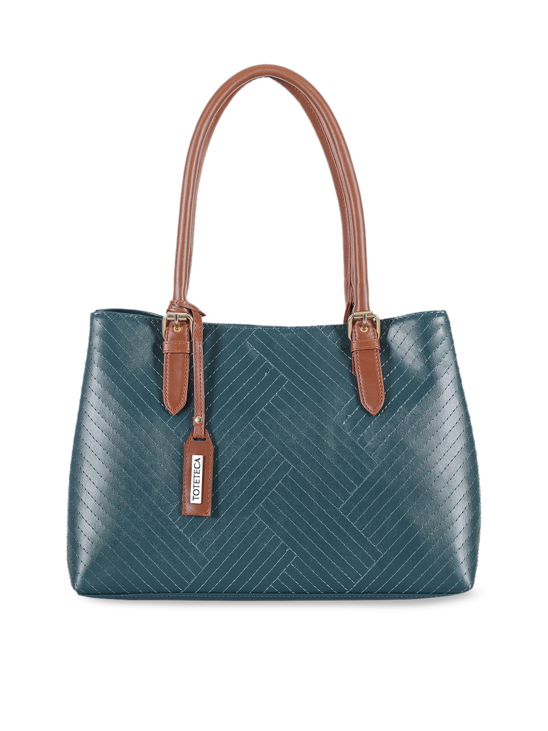 

Toteteca Teal Textured PU Structured Handheld Bag