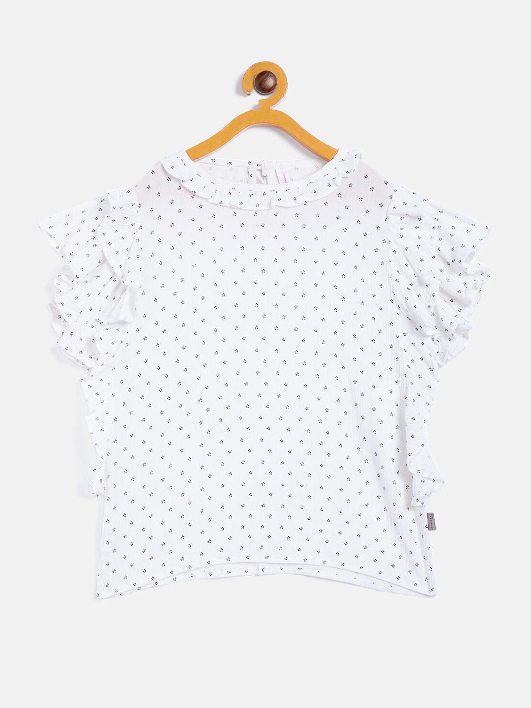 

Crimsoune Club Girls White & Black Geometric Printed Top
