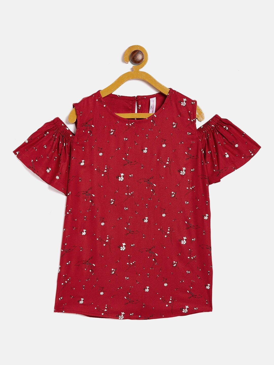 

Crimsoune Club Girls Red & White Floral Printed Top