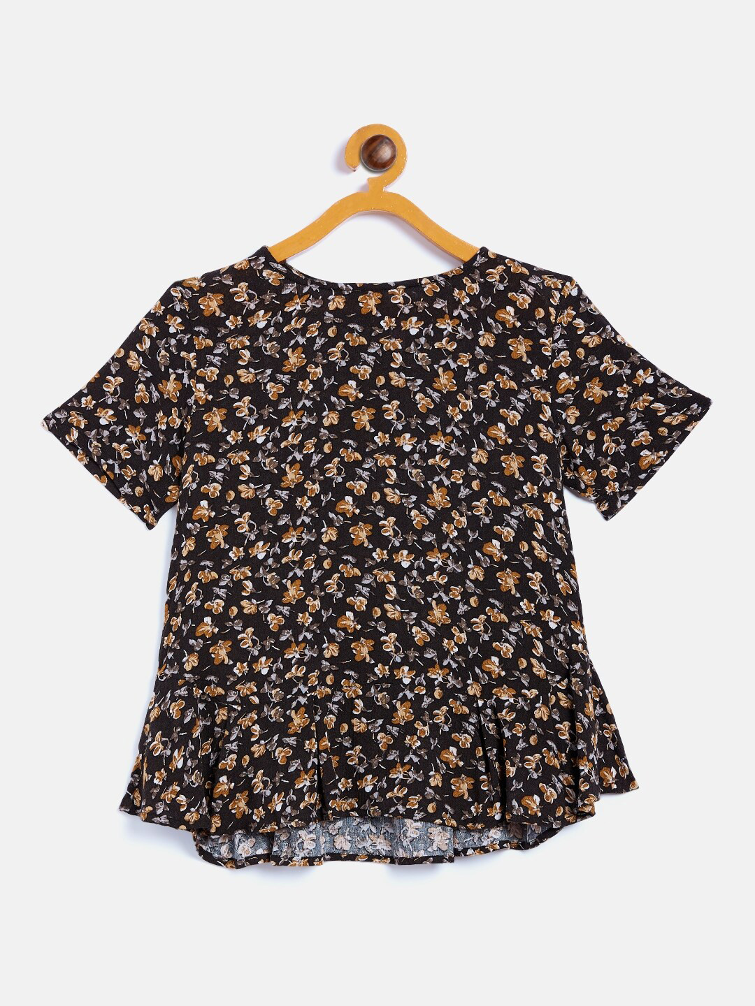 

Crimsoune Club Black & Brown Floral A-Line Top