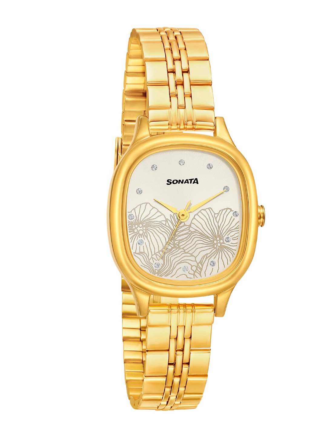 

Sonata Women Silver-Toned Brass Dial & Gold-Toned Bracelet Style Analogue Watch 8173YM01