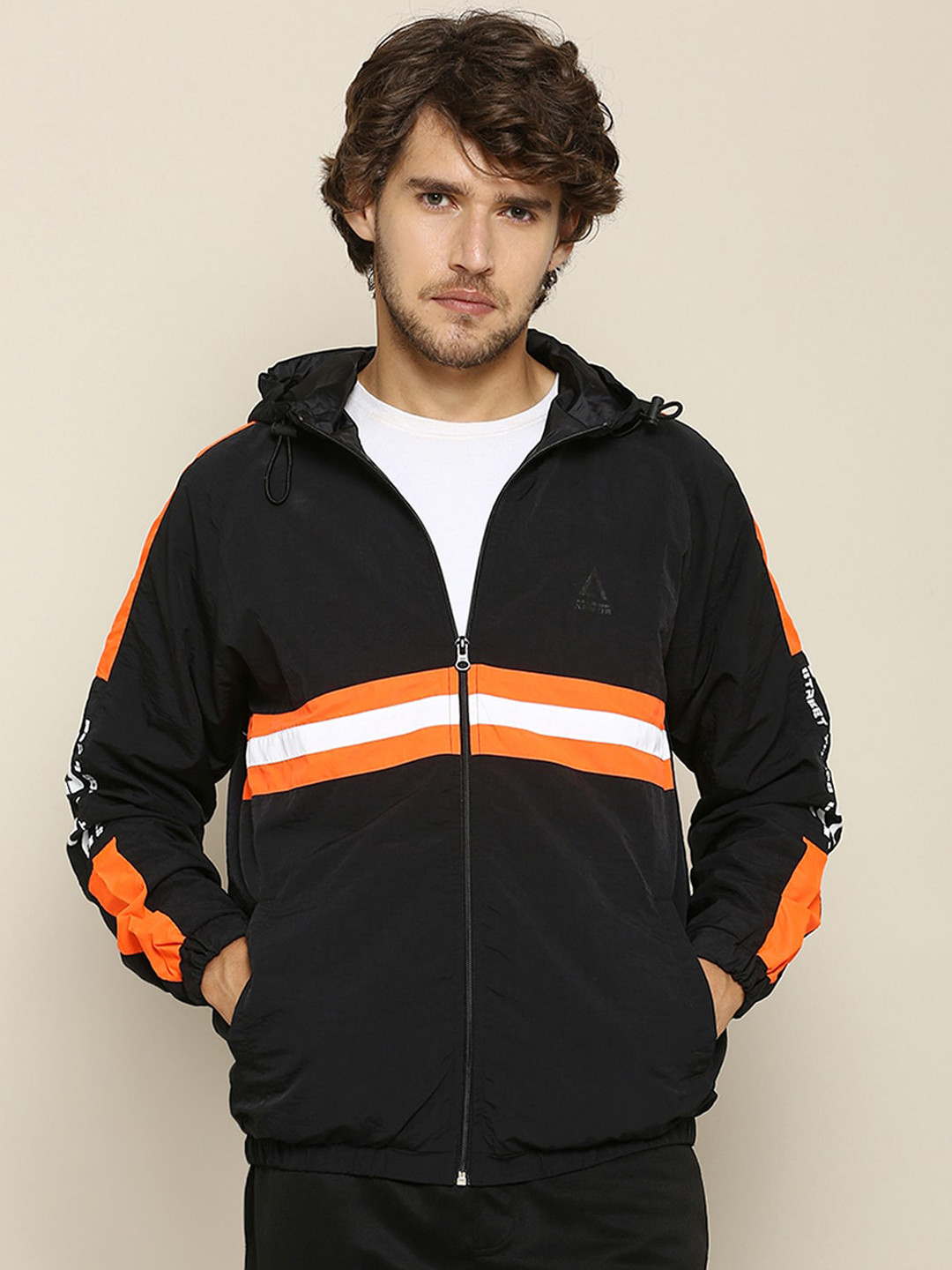 

Street Armor by Pantaloons Men Black Striped Sporty Jacket