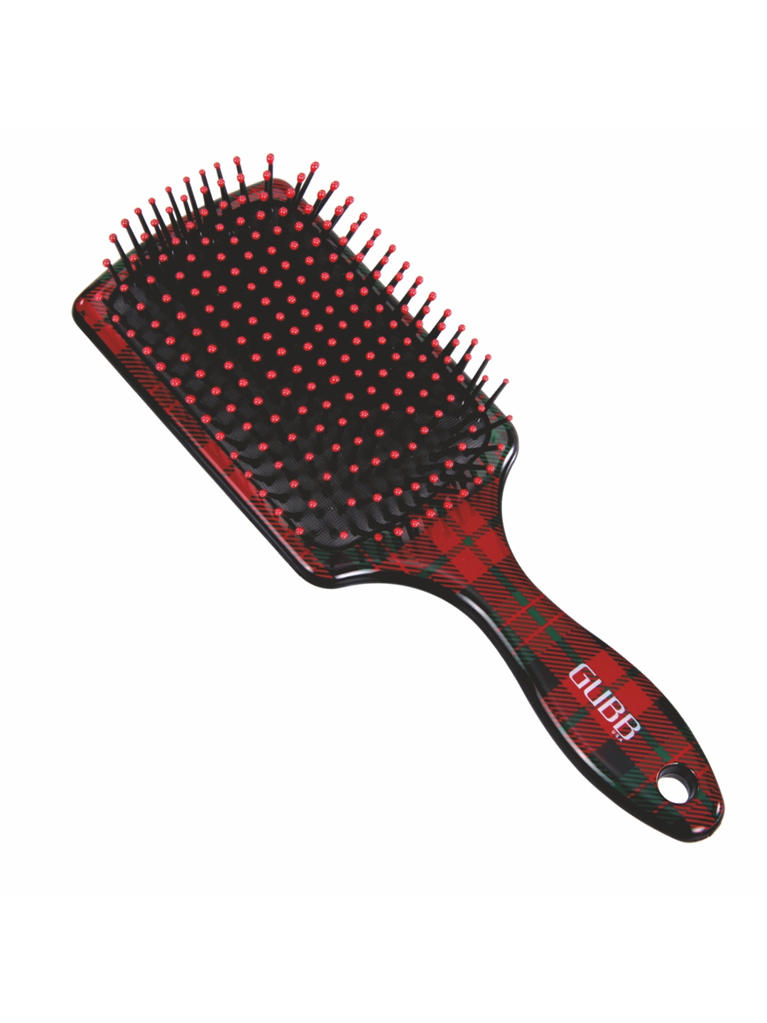 

GUBB Red & Green Scottish Range Paddle Hair Brush Comb