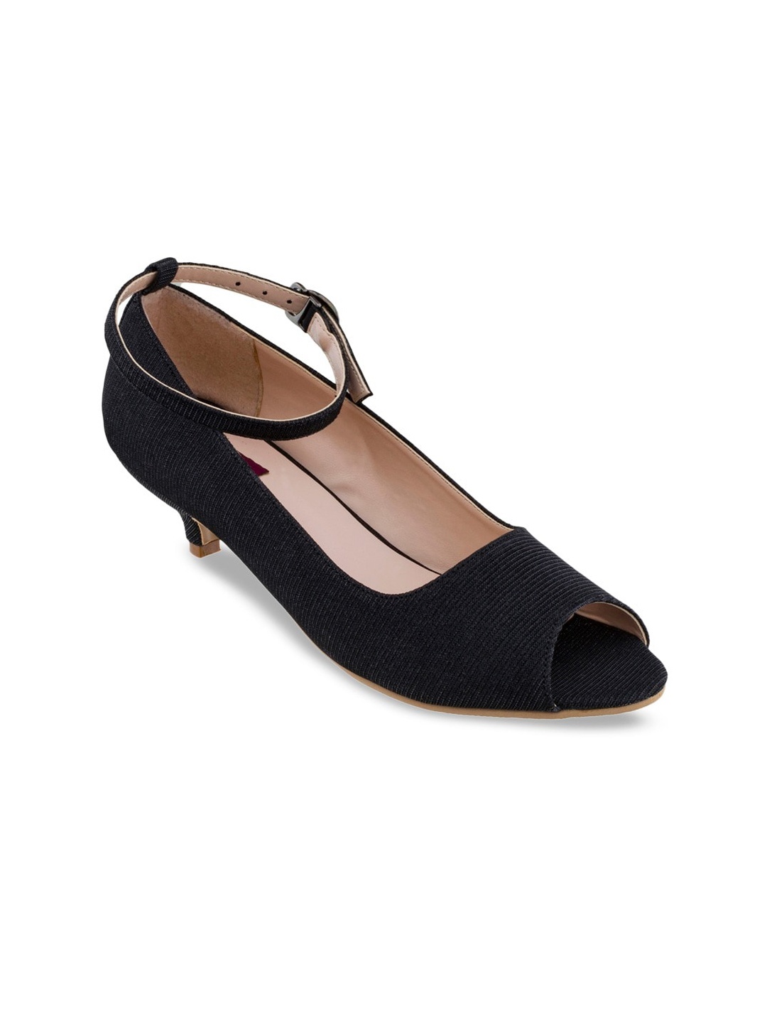 

SHUZ TOUCH Black Kitten Peep Toes