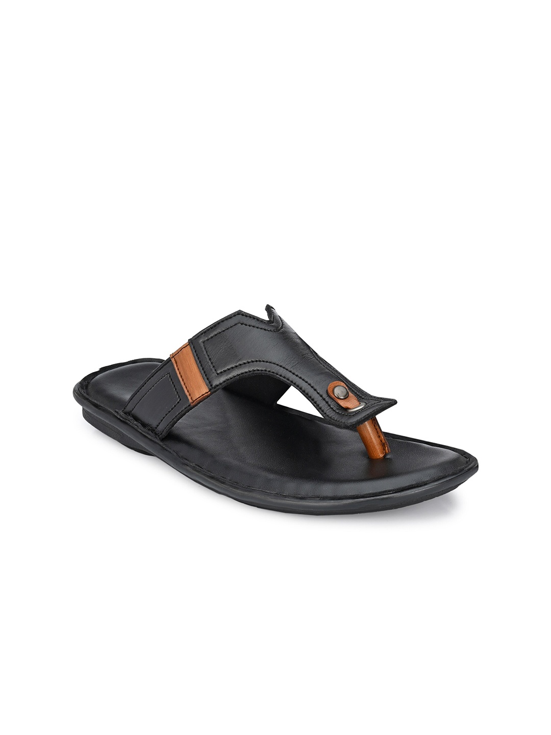 

Provogue Men Black & Tan Solid Casual Comfort Sandals