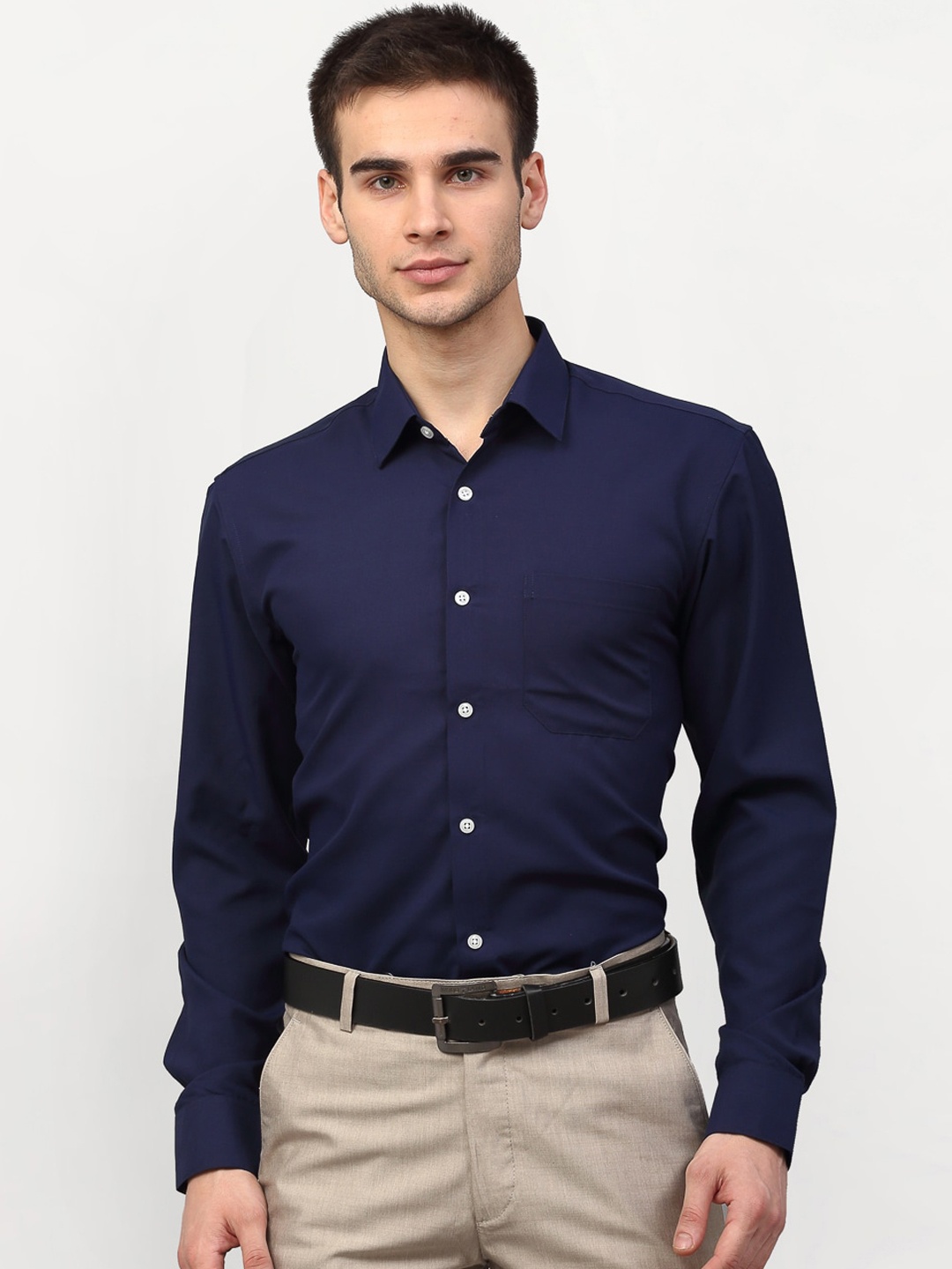 

JAINISH Men Navy Blue Classic Opaque Formal Shirt