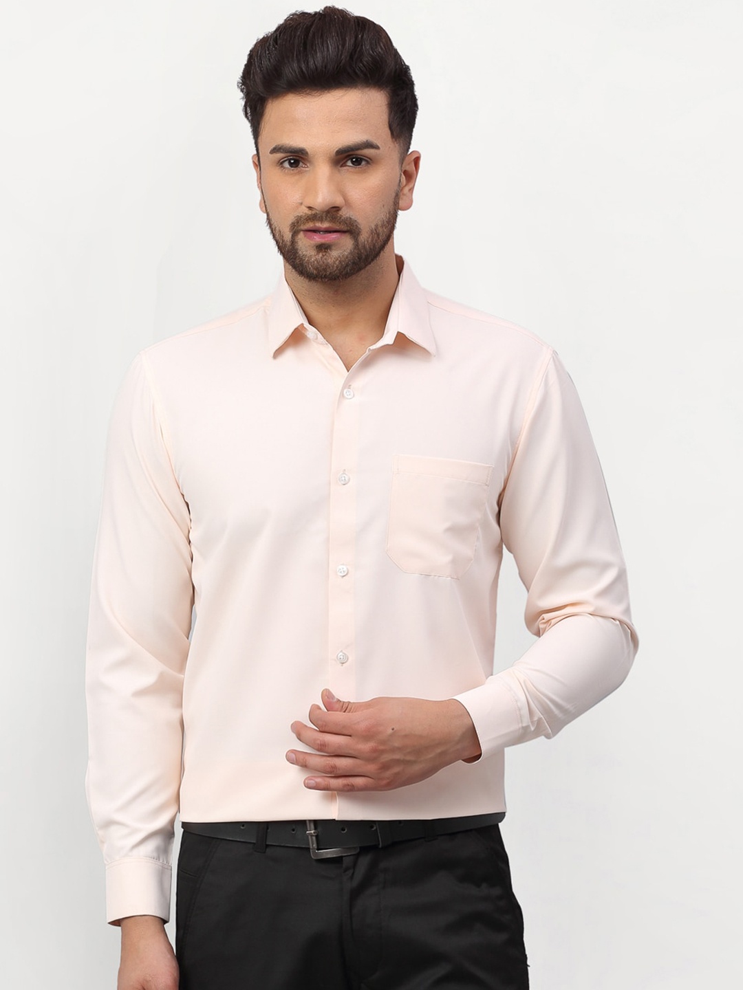 

JAINISH Men Peach-Coloured Classic Opaque Formal Shirt