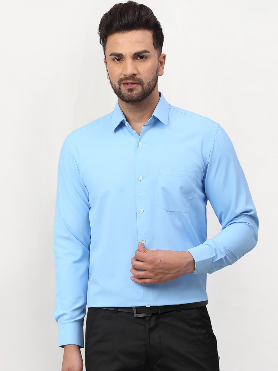 

JAINISH Men Turquoise Blue Classic Opaque Formal Shirt