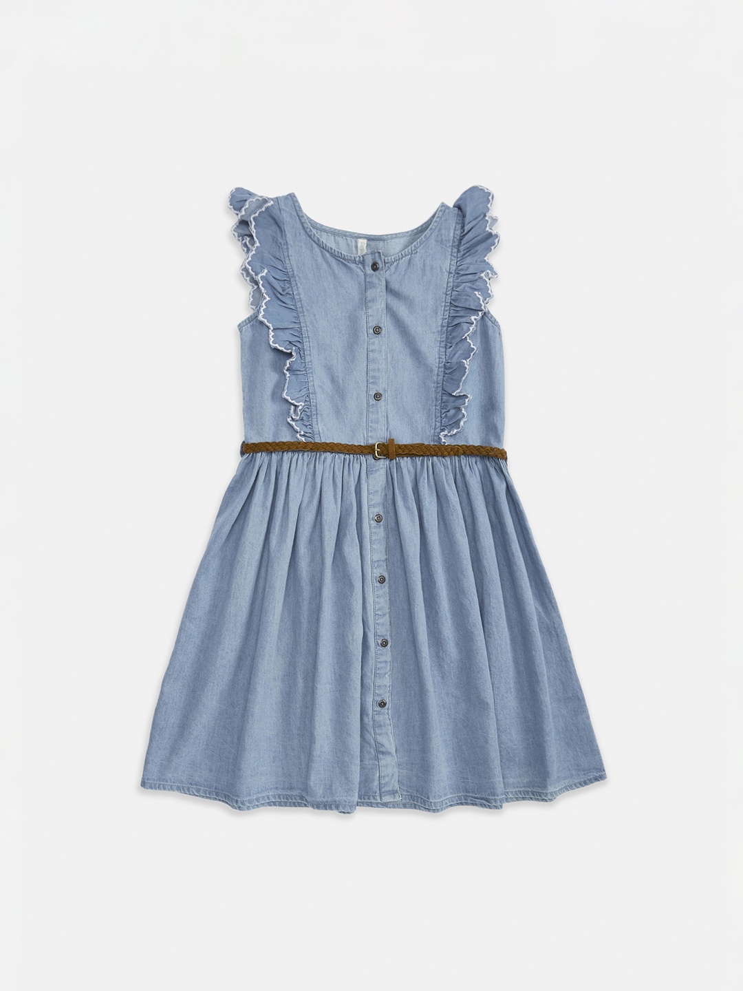 

Pantaloons Junior Girls Blue Cotton A-Line Dress
