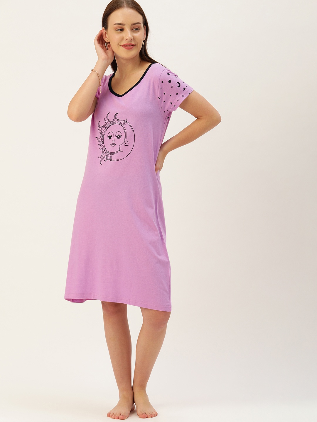 

GALYPSO Violet Printed Nightdress