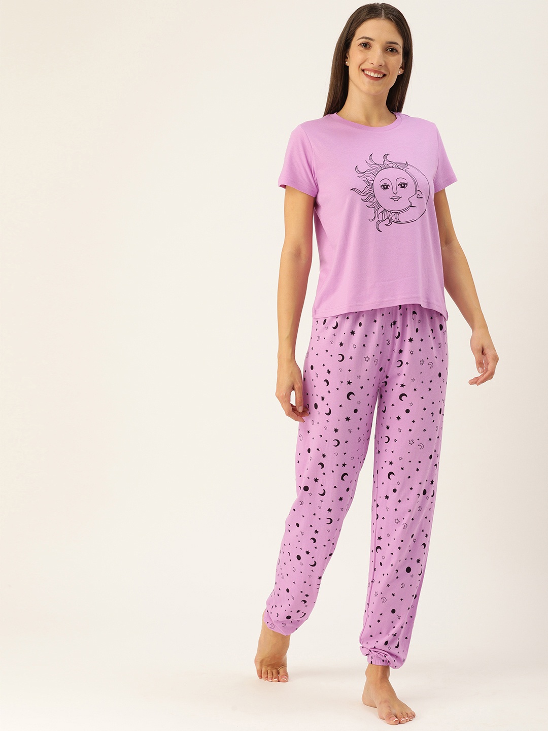 

GALYPSO Women Pink Printed Night suit