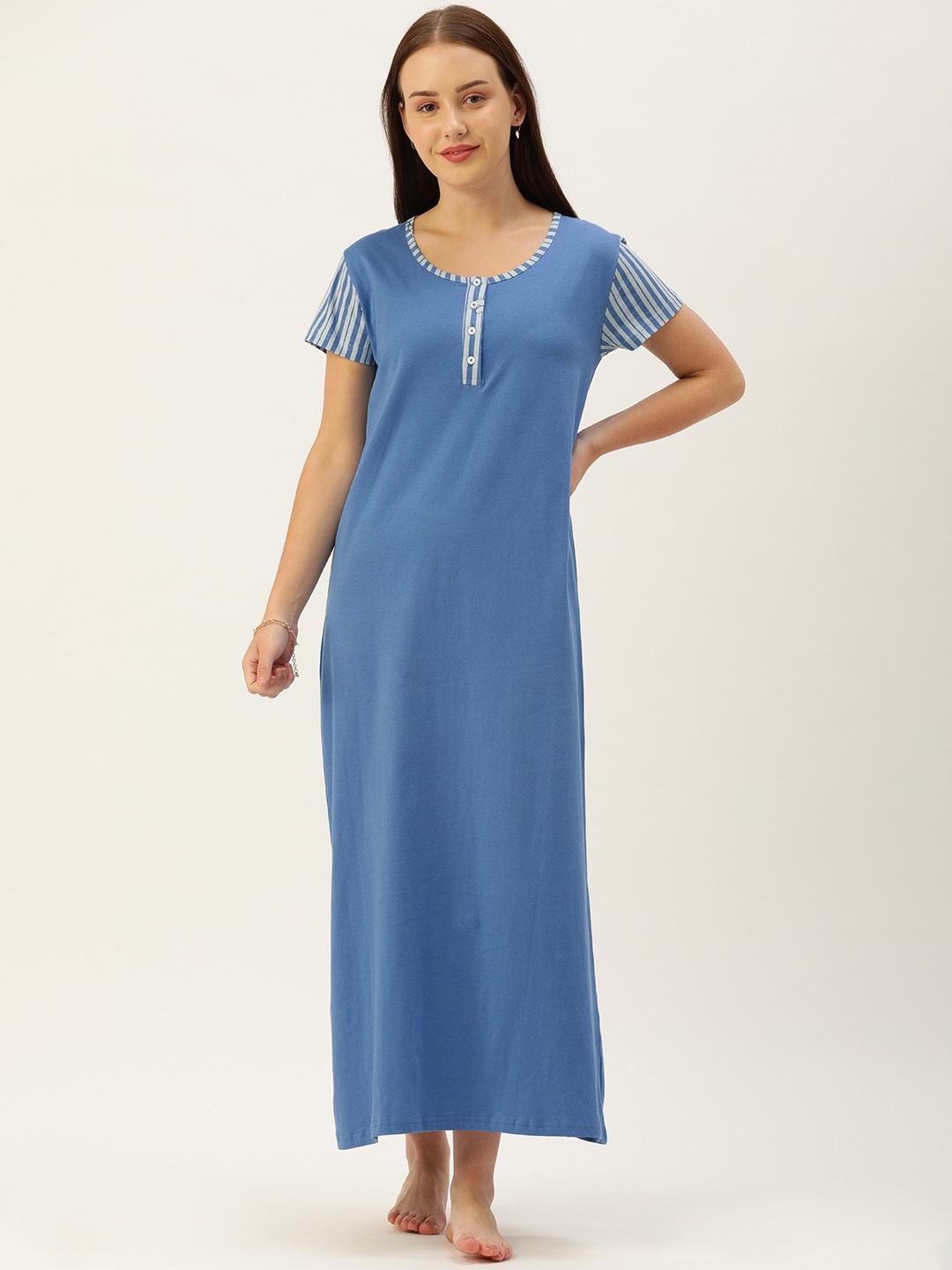 

GALYPSO Blue Maxi Cotton Nightdress