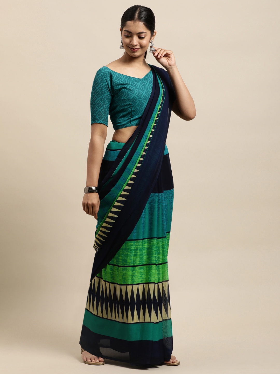 

KALINI Multicoloured Striped Saree, Multi