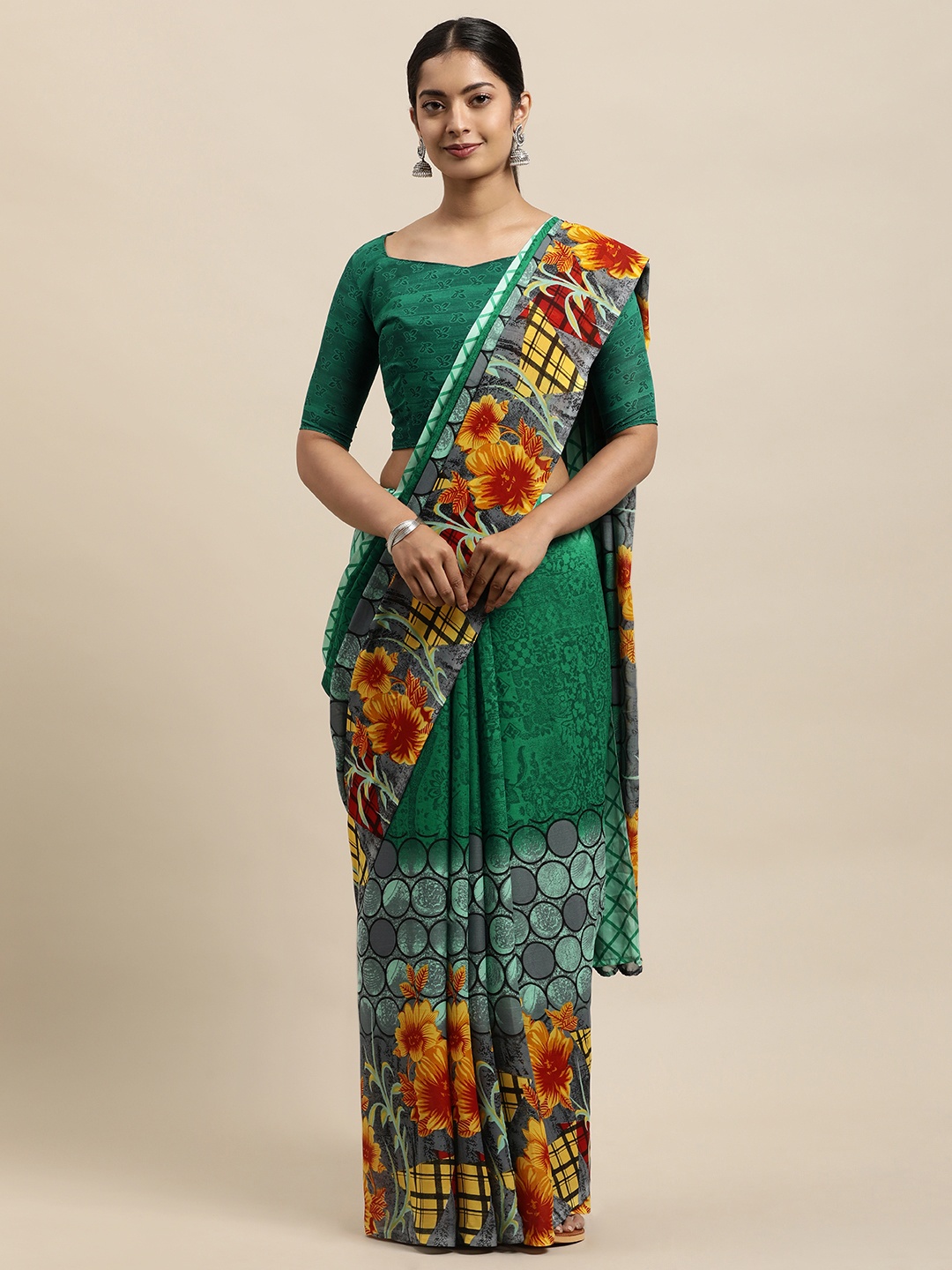 

KALINI Green Floral Saree